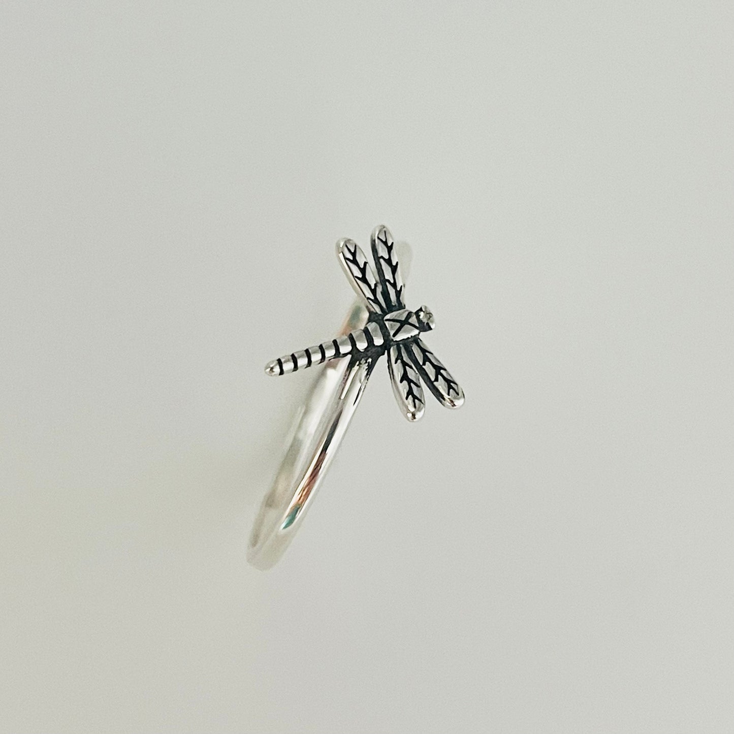 Dainty Dragonfly Sterling Silver Ring: Oxidized Boho Statement Ring