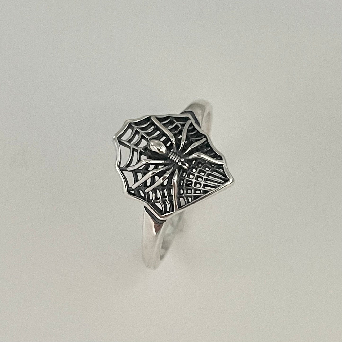 Sterling Silver Spiderweb Ring: Oxidized Boho Statement Ring