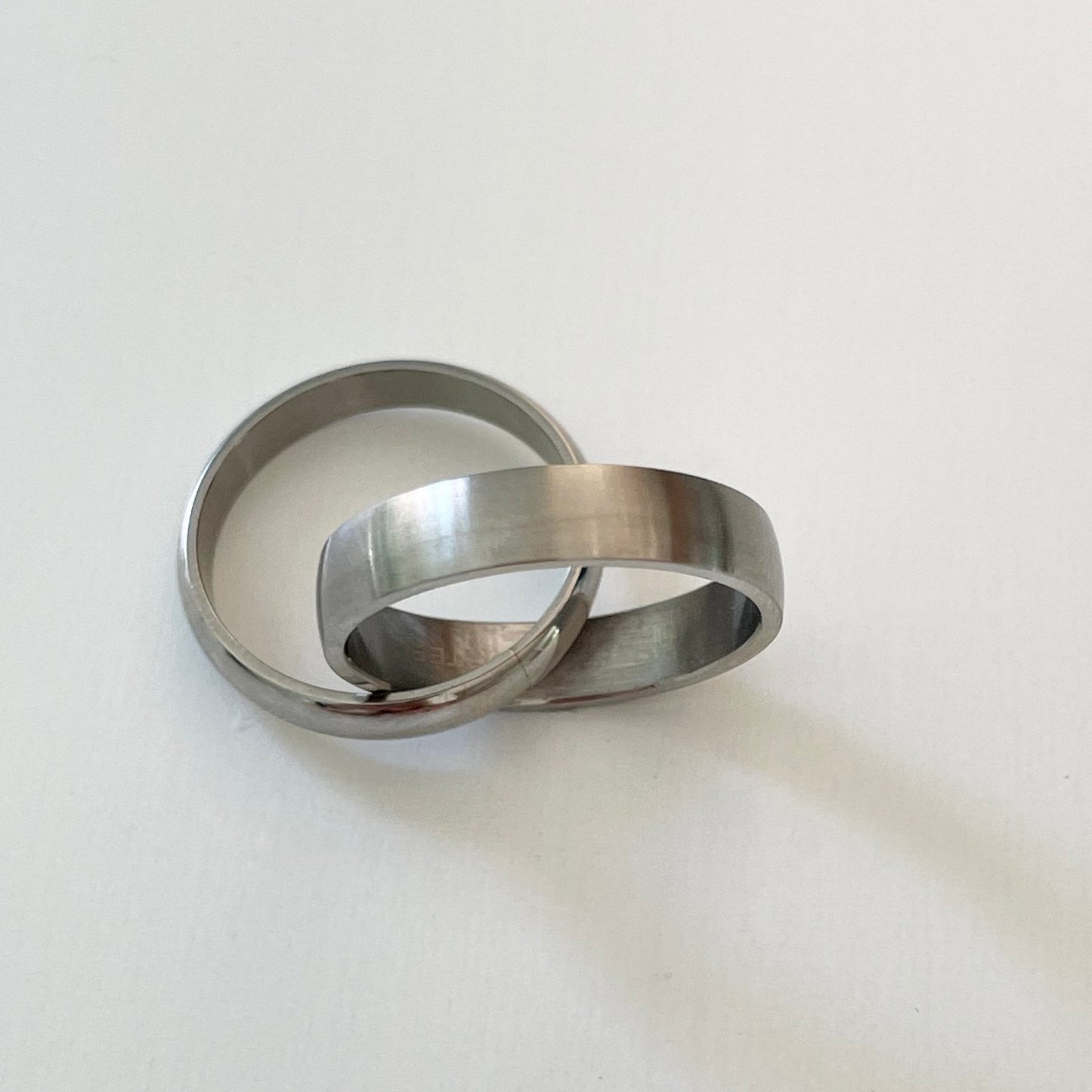 Stainless Steel Plain 5 and 4mm Band, Wedding Ring, Unisex Ring, Statement Band, Stackable Ring