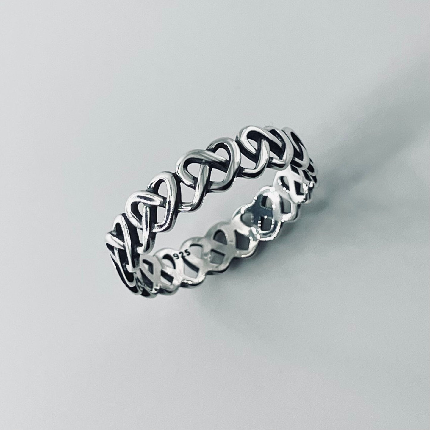 Eternity Pretzel Knot Heart Sterling Silver Band, Promise Ring, Heart Ring, Friendship Ring, Anniversary Ring, love you Ring, Thank you Ring