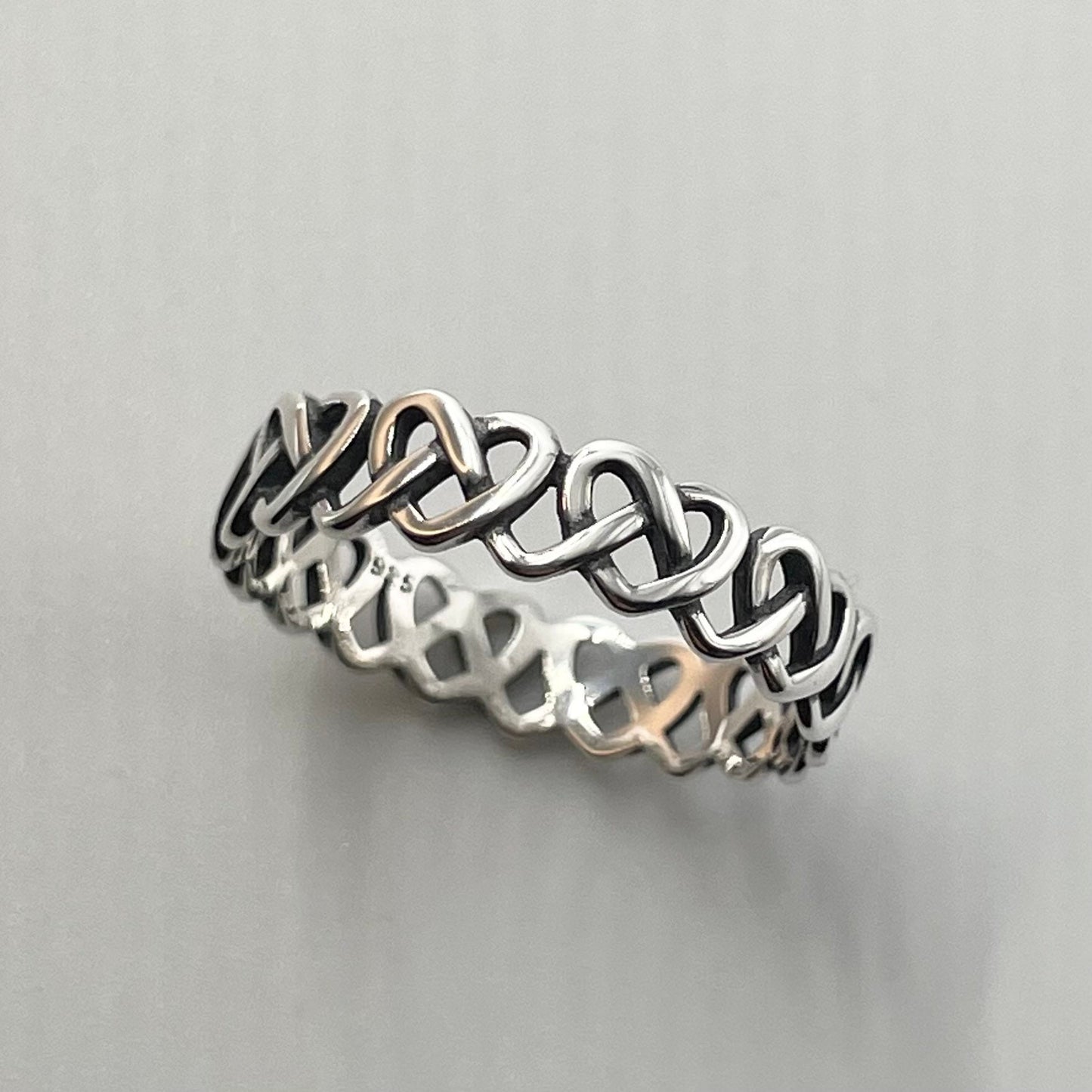 Eternity Pretzel Knot Heart Sterling Silver Band, Promise Ring, Heart Ring, Friendship Ring, Anniversary Ring, love you Ring, Thank you Ring