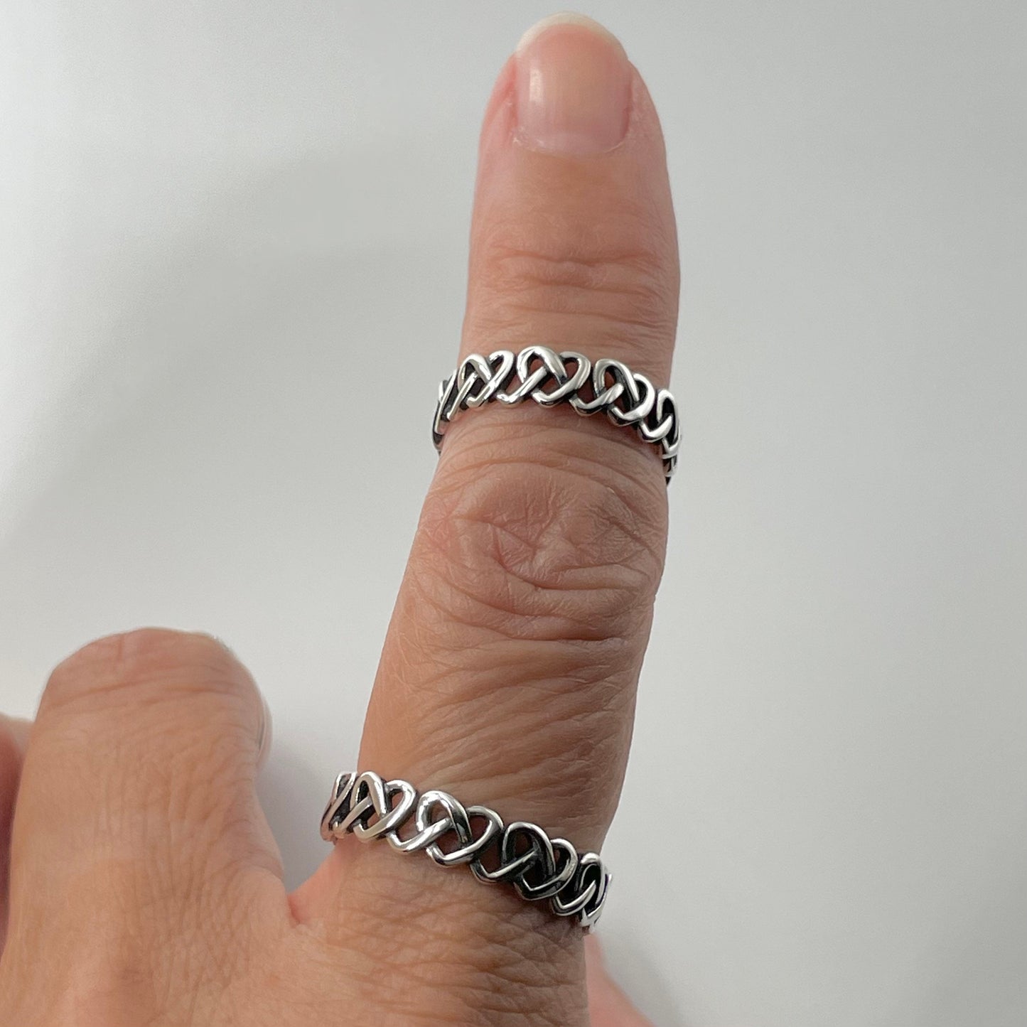 Eternity Pretzel Knot Heart Sterling Silver Band, Promise Ring, Heart Ring, Friendship Ring, Anniversary Ring, love you Ring, Thank you Ring