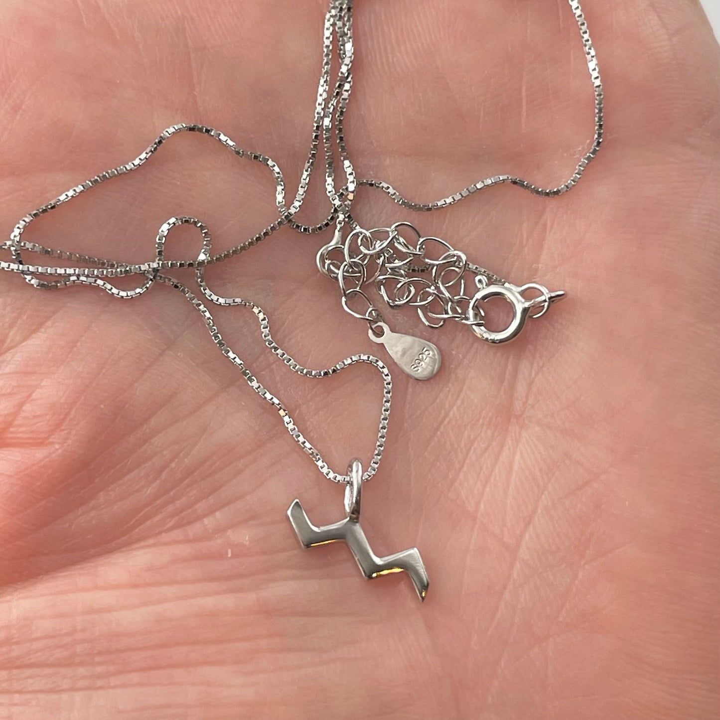 Sterling Silver Tiny Aquarius Sign Necklace, Zodiac Pendant, Astrology Necklace, Horoscope Necklace, Silver Necklace, Aquarius Necklace