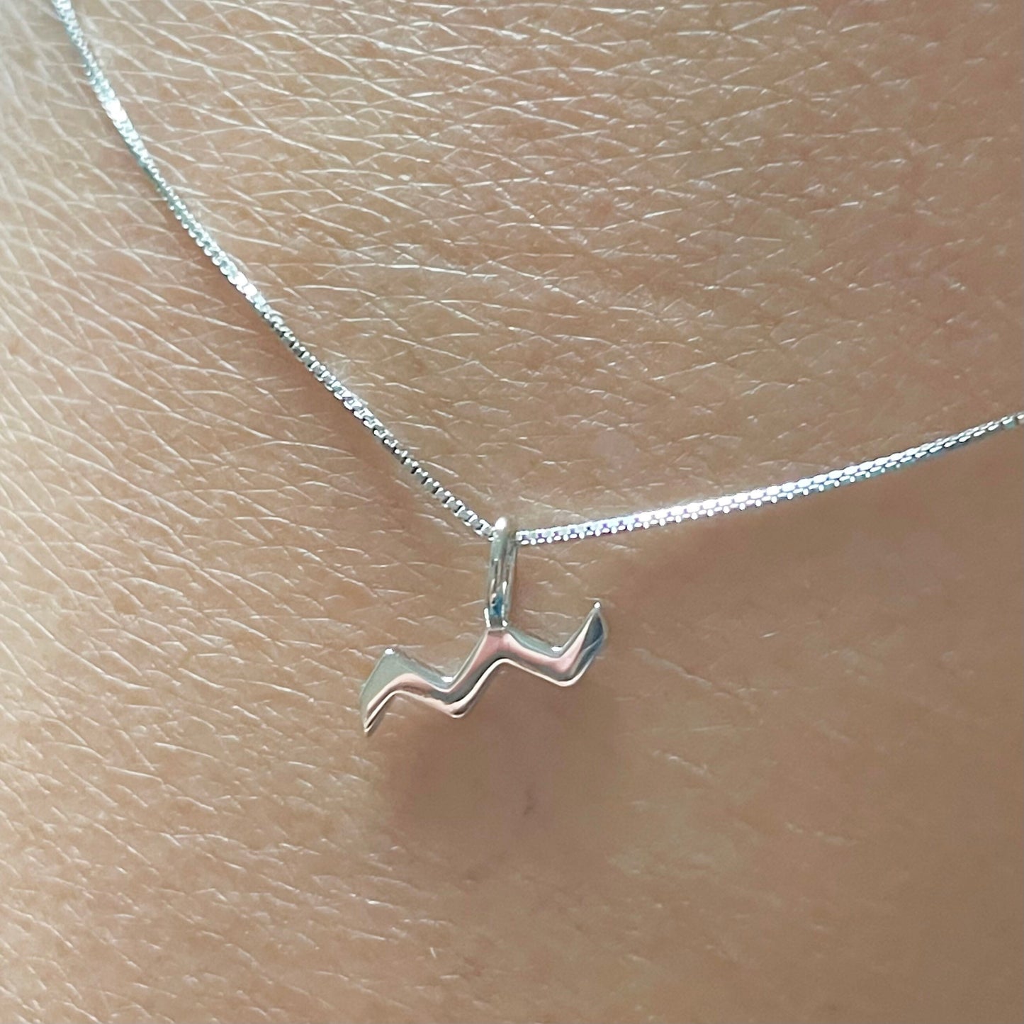 Sterling Silver Tiny Aquarius Sign Necklace, Zodiac Pendant, Astrology Necklace, Horoscope Necklace, Silver Necklace, Aquarius Necklace