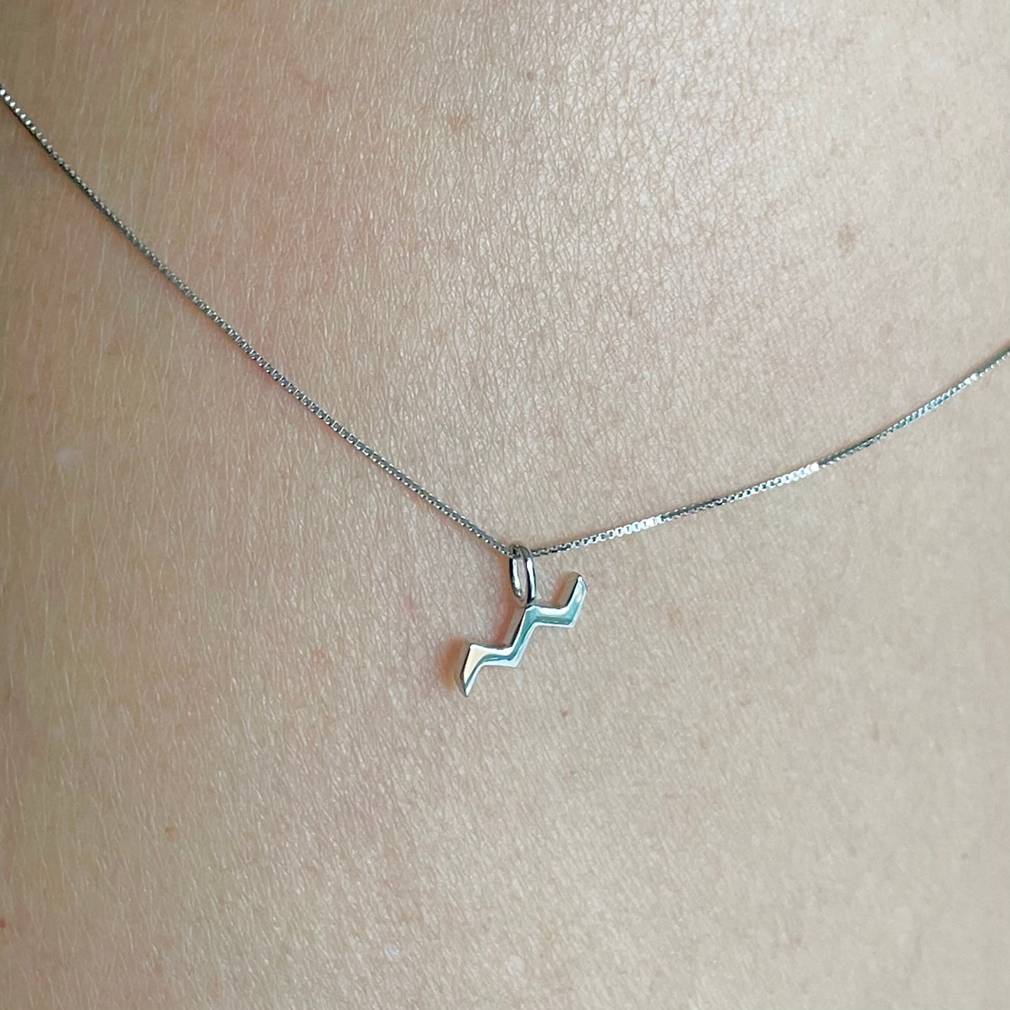 Sterling Silver Tiny Aquarius Sign Necklace, Zodiac Pendant, Astrology Necklace, Horoscope Necklace, Silver Necklace, Aquarius Necklace