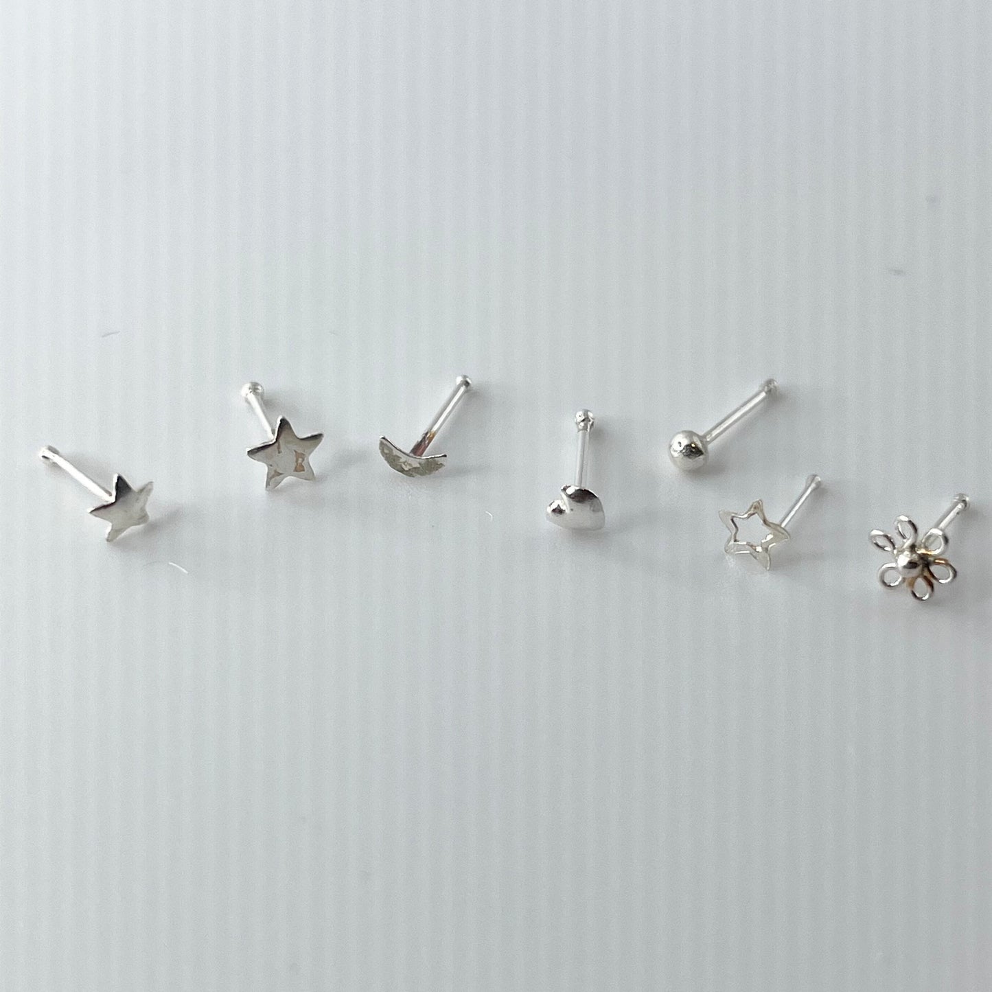 Sterling Silver Tiny Nose Stud: Assorted Shapes
