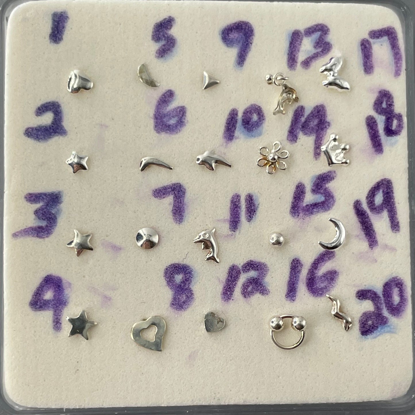 Sterling Silver Tiny Assorted Nose Stud, Moon Nose Stud, Star Nose Stud, Heart Nose Stud, Flower Nose Stud, Butterfly Nose Stud, Crown..