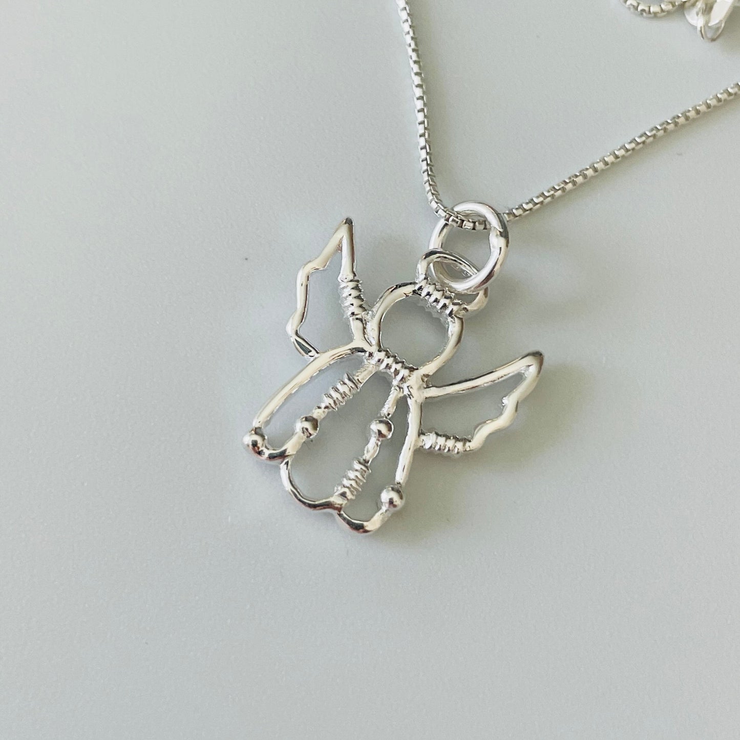 Sterling Silver Angel Pendant Necklace: Dainty Religious Jewelry