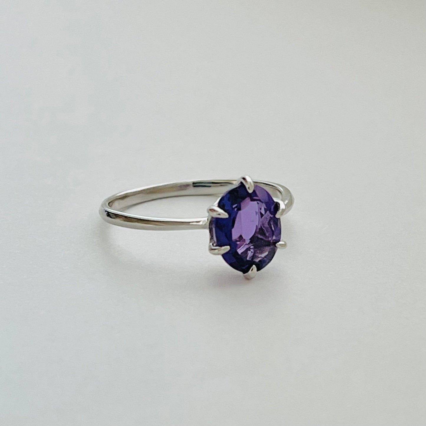 Sterling Silver Genuine Amethyst CZ Ring, Promise CZ Ring, February Birthstone Ring, Silver Love Ring, CZ Silver Ring, Amethyst Silver Ring