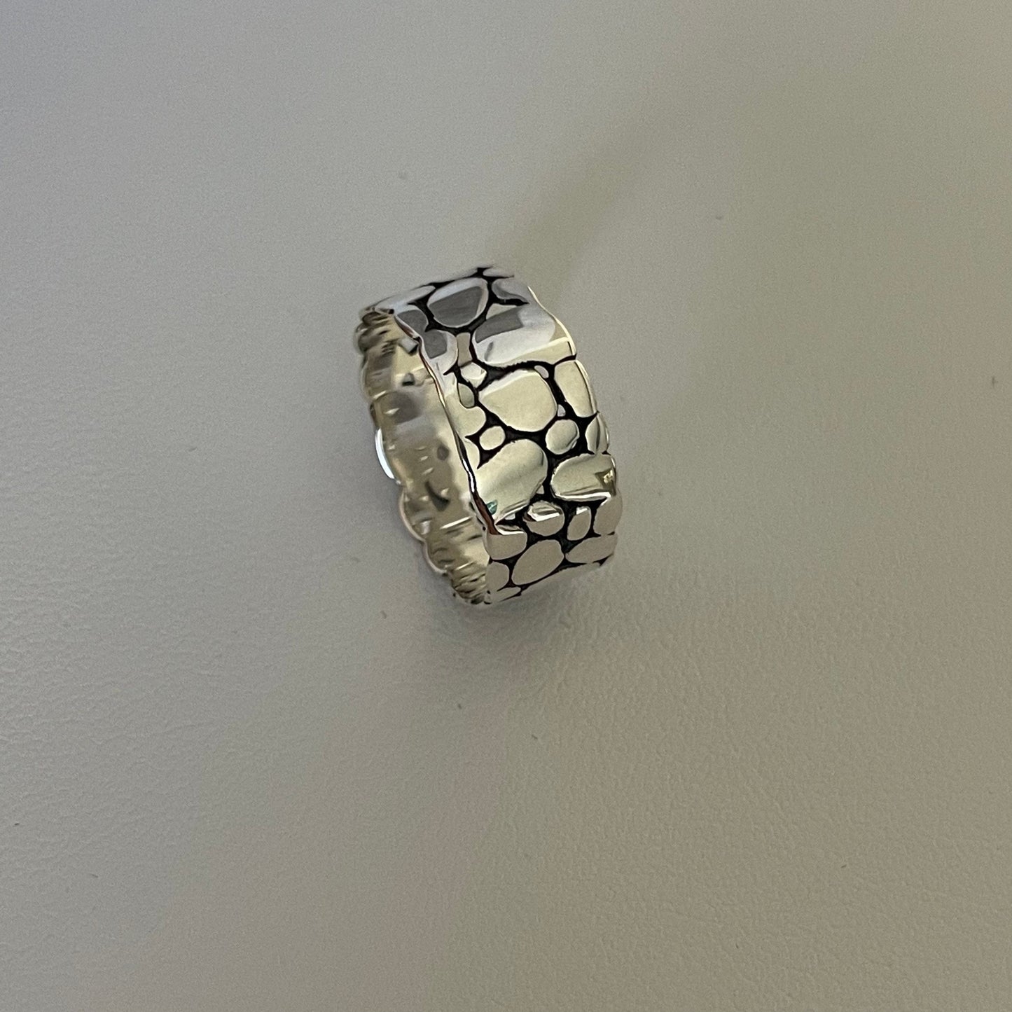 Sterling Silver Eternity Cobblestone Band, Unisex Rock Ring, Silver Ring, Promise Band, Silver Wedding Ring, Rock Wedding Band, Gravel Ring