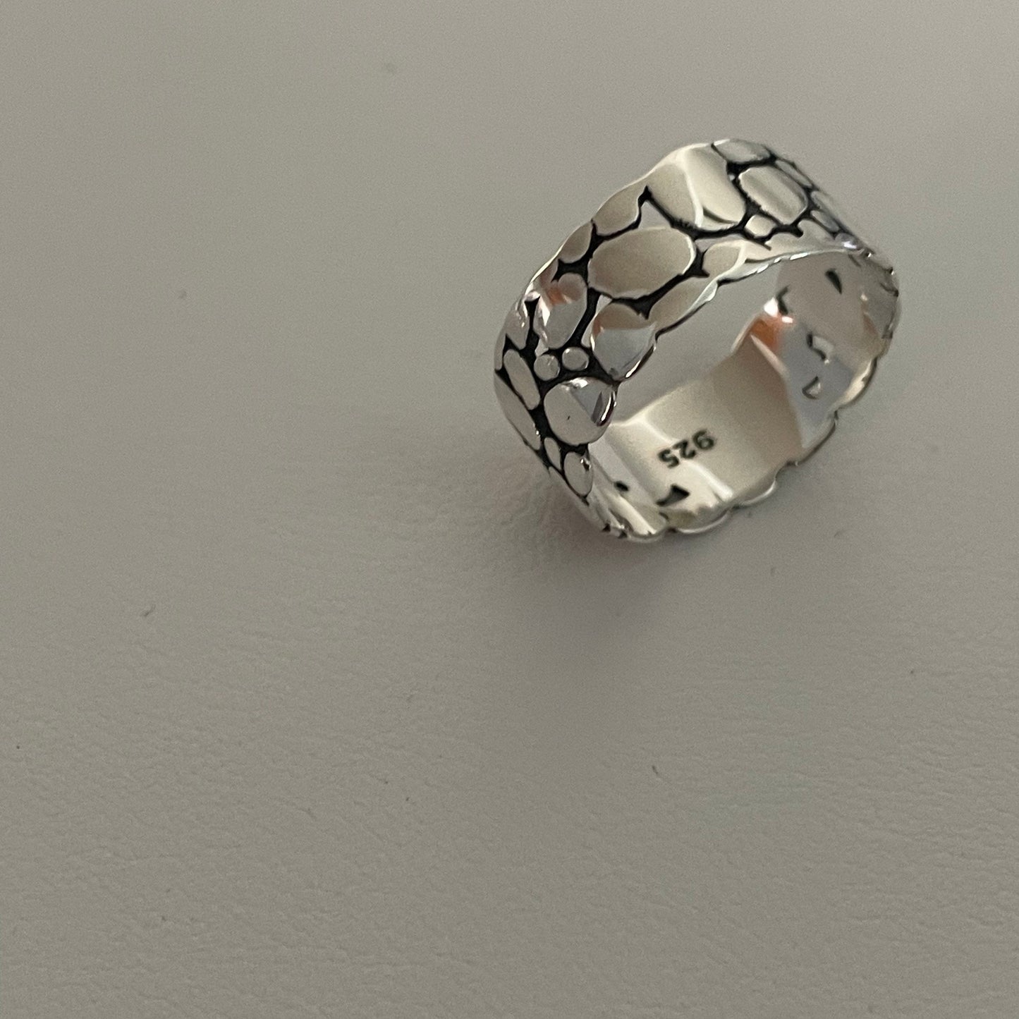 Sterling Silver Eternity Cobblestone Band, Unisex Rock Ring, Silver Ring, Promise Band, Silver Wedding Ring, Rock Wedding Band, Gravel Ring