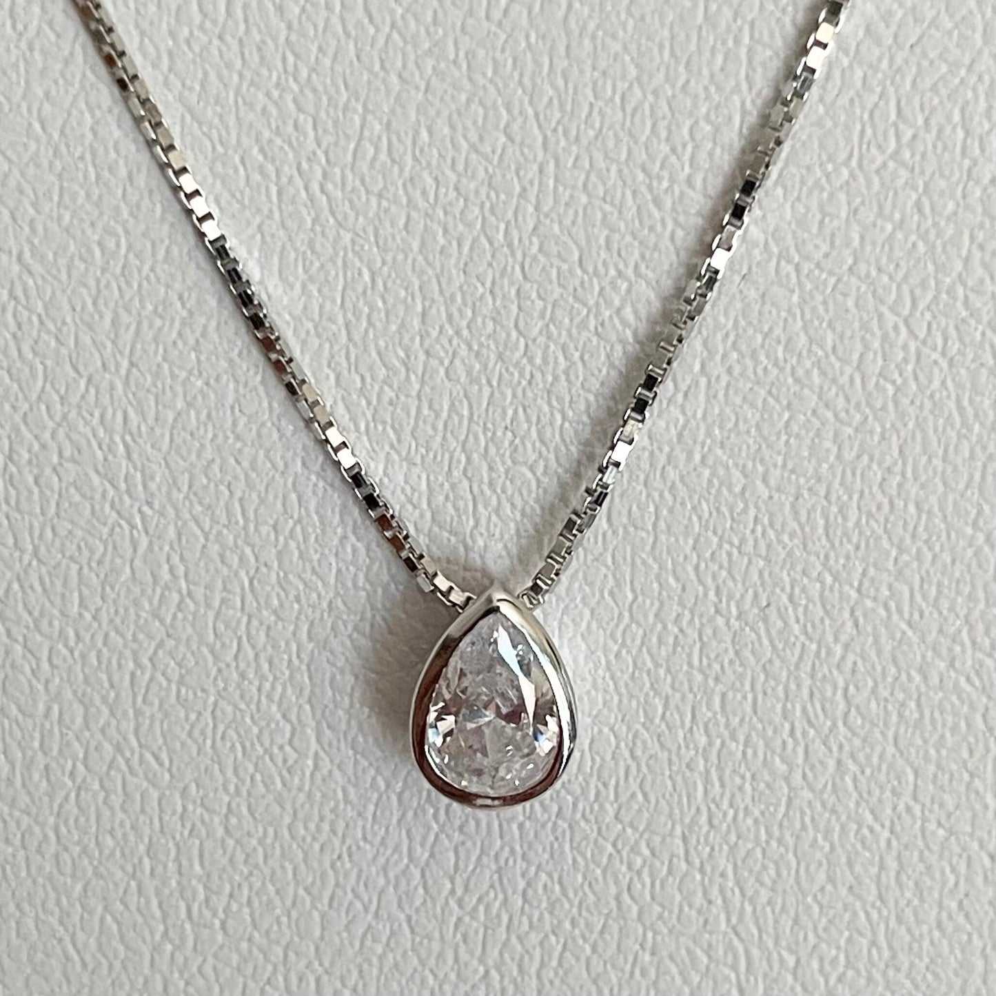 Sterling Silver Solitaire CZ Pendant Necklace: Heart, Teardrop, Round