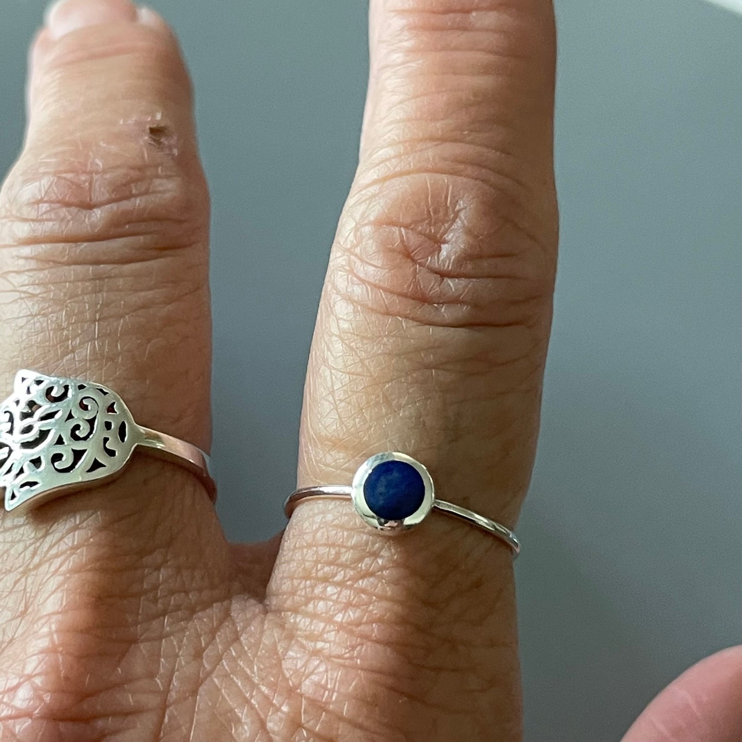 Dainty Sterling Silver Blue Lapis Ring: Simple Boho Band