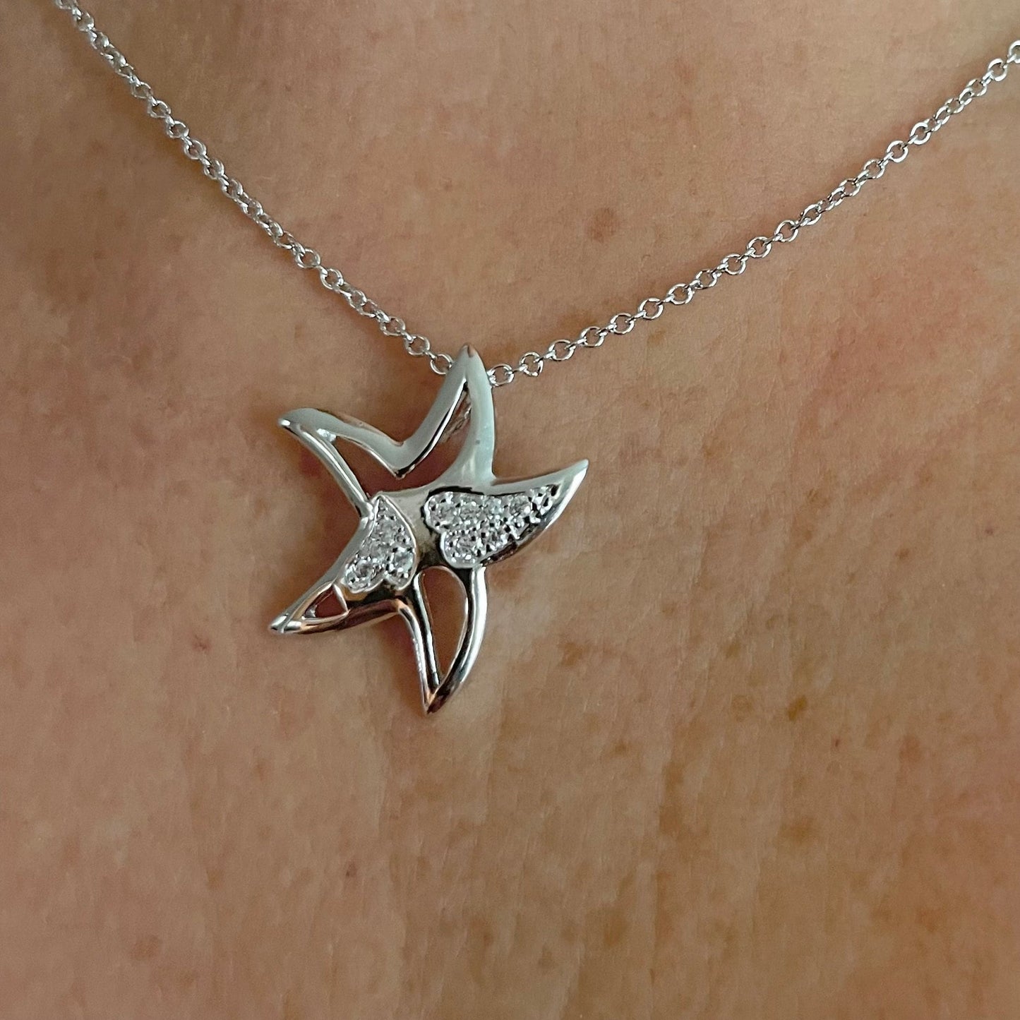 Sterling Silver Star Pendant Necklace: CZ Italian Chain