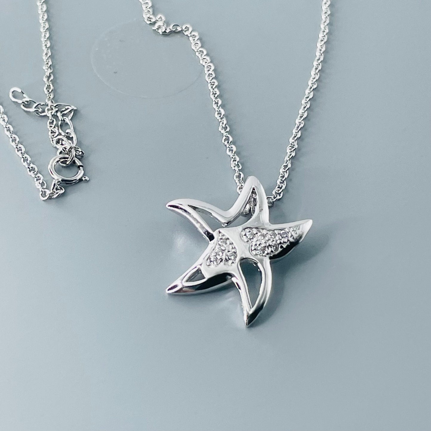 Sterling Silver Star Pendant Necklace: CZ Italian Chain