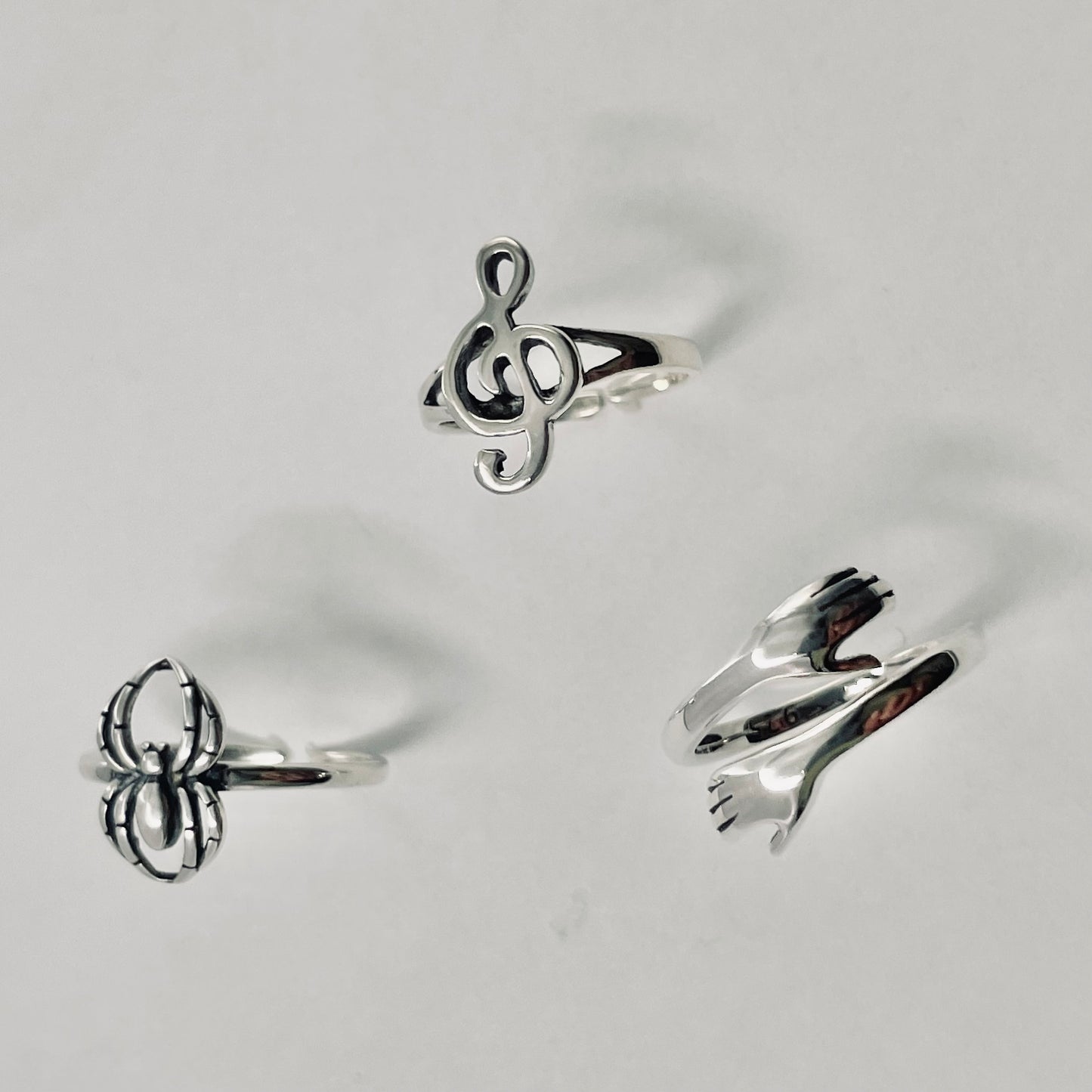Sterling Silver Toe Rings: Hugs, Spider, Music Note
