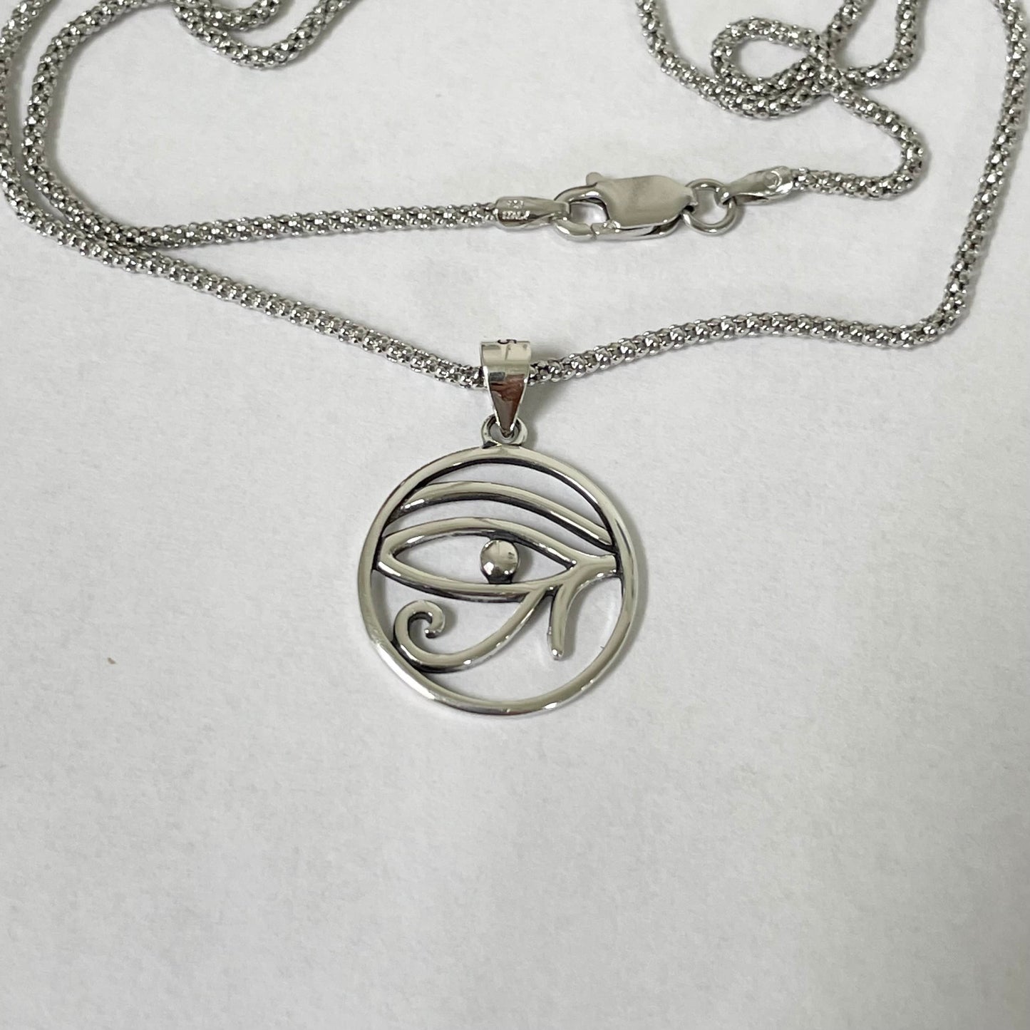 Sterling Silver Triskelion Moon & Eye of Horus Necklace