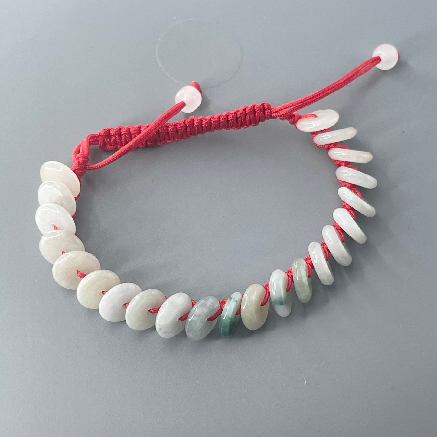 Natural one or multiple Jade Donuts red, blue rope Bracelet, Women Jade Bracelets, Unisex Jade Bracelet or Anklet, Promise Jade Bracelet.
