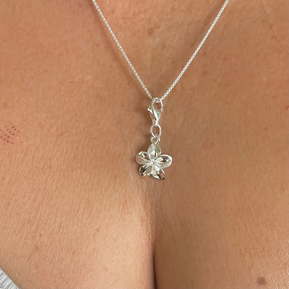 Sterling Silver Plumeria Flower Pendant Necklace: Promise Jewelry