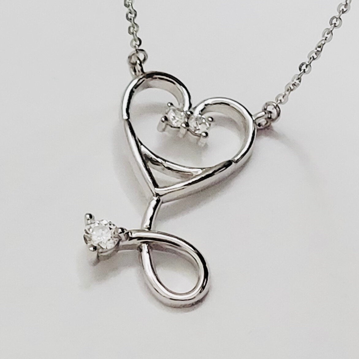 Sterling Silver Small CZ Heart Stethoscope Pendant Necklace, Stethoscope Nurse Necklace, Heart Stethoscope Necklace, Silver CZ Heart Pendant