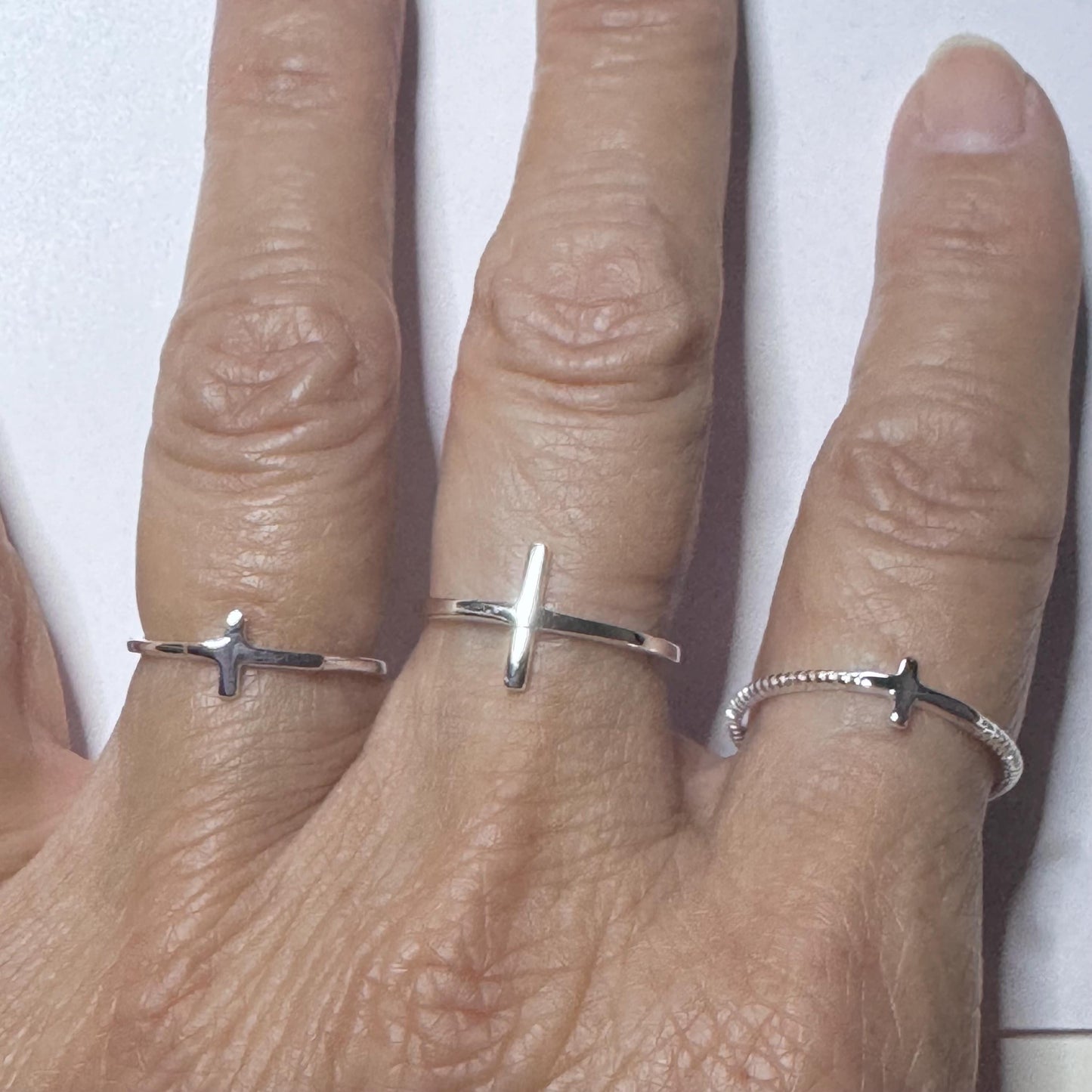 Tiny Cross Sterling Silver Ring - Religious Ring - Dainty Ring - Silver Ring - Cross Ring - Statement Ring