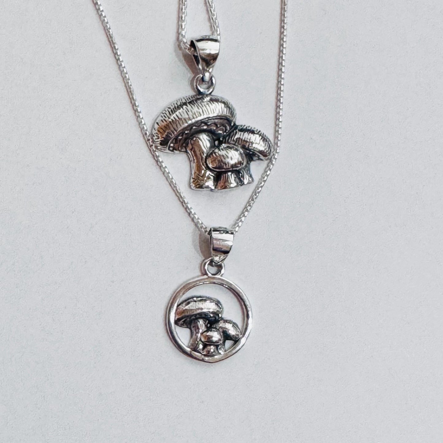 Oxidized Sterling Silver Mushroom Pendant Necklace: Spiritual Jewelry Gift