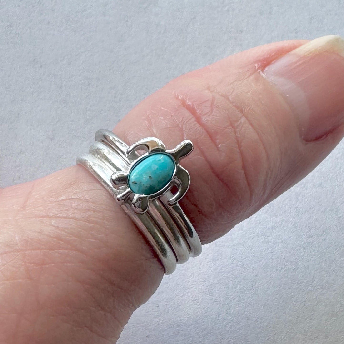 Sterling Silver Turquoise Turtle Ring: Adjustable Toe Ring