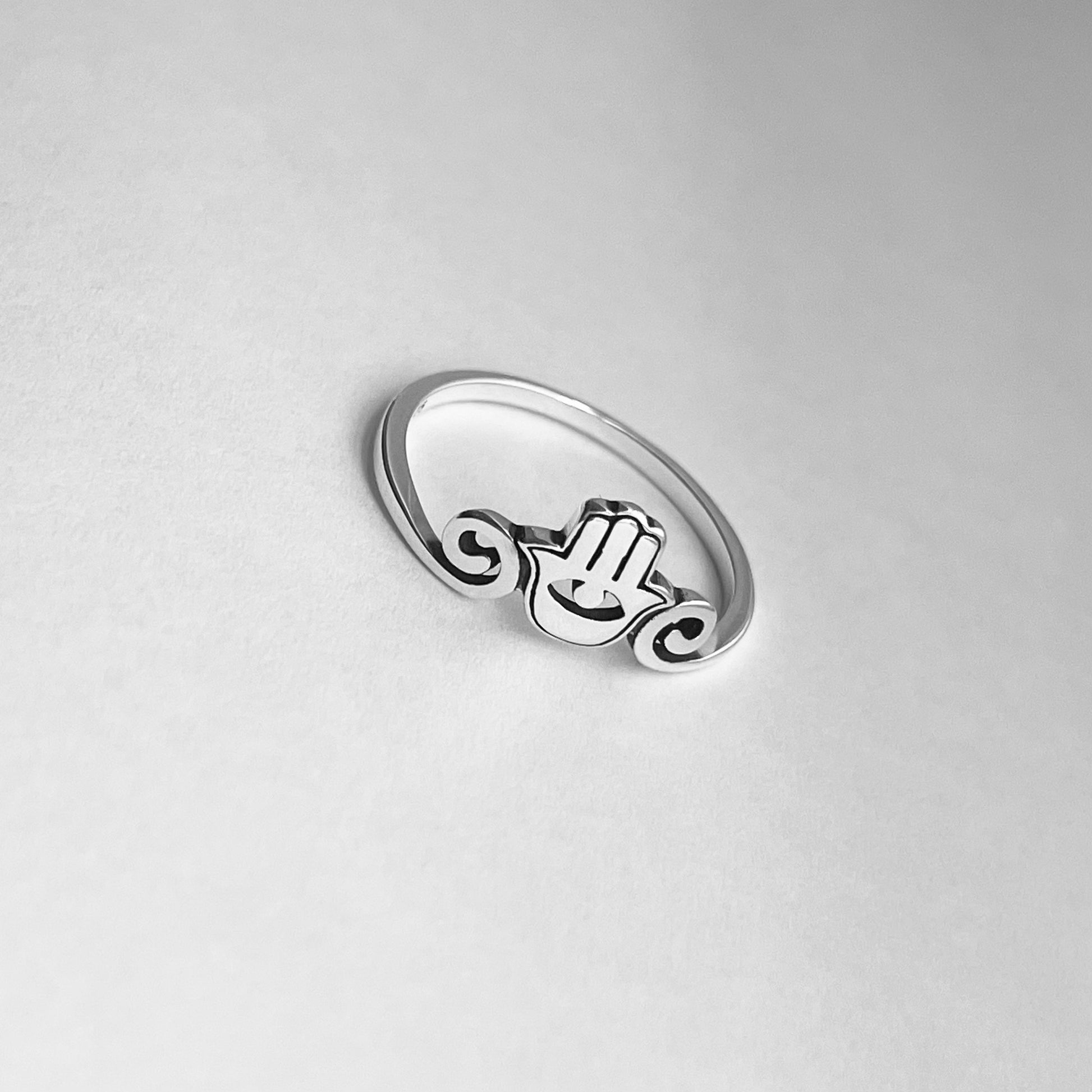 Sterling Silver Hamsa Hand Ring - Hamsa Ring - Evil Eye Ring - Protective Ring