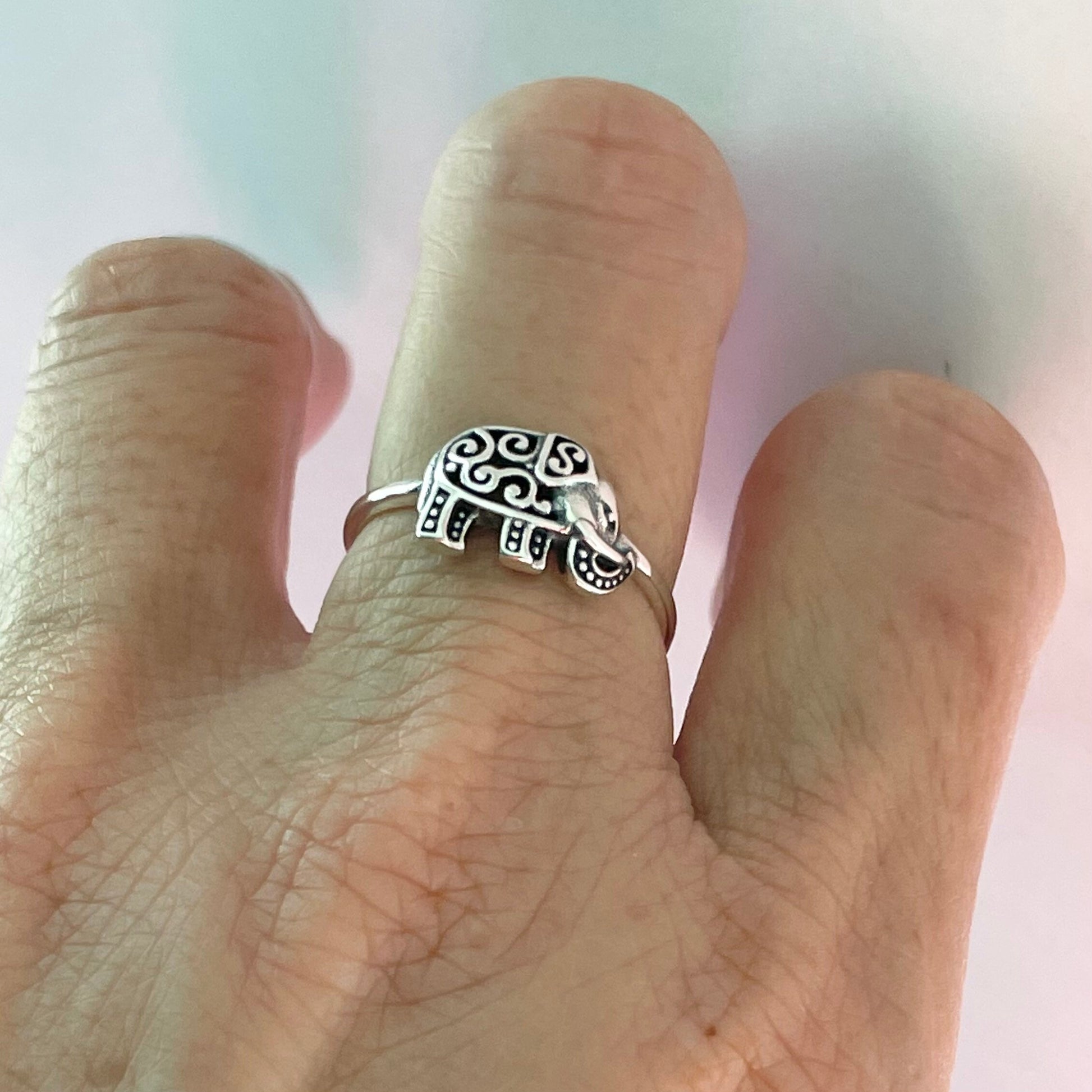 Sterling Silver Filigree Elephant Ring, Silver Ring, Religious Ring, Promise Elephant Ring, Silver Filigree Ring,