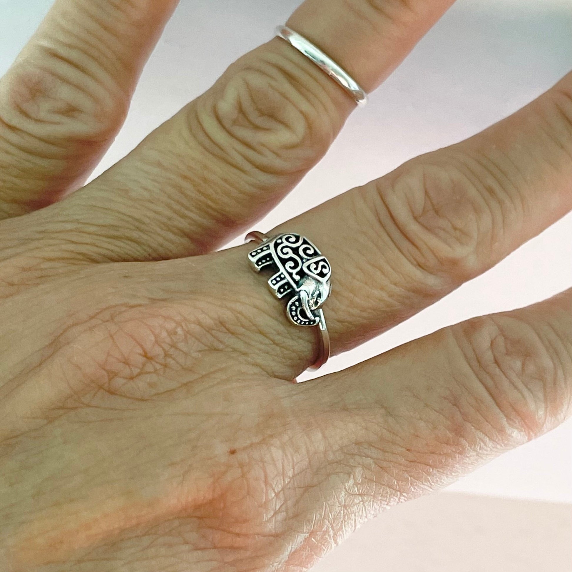 Sterling Silver Filigree Elephant Ring, Silver Ring, Religious Ring, Promise Elephant Ring, Silver Filigree Ring,