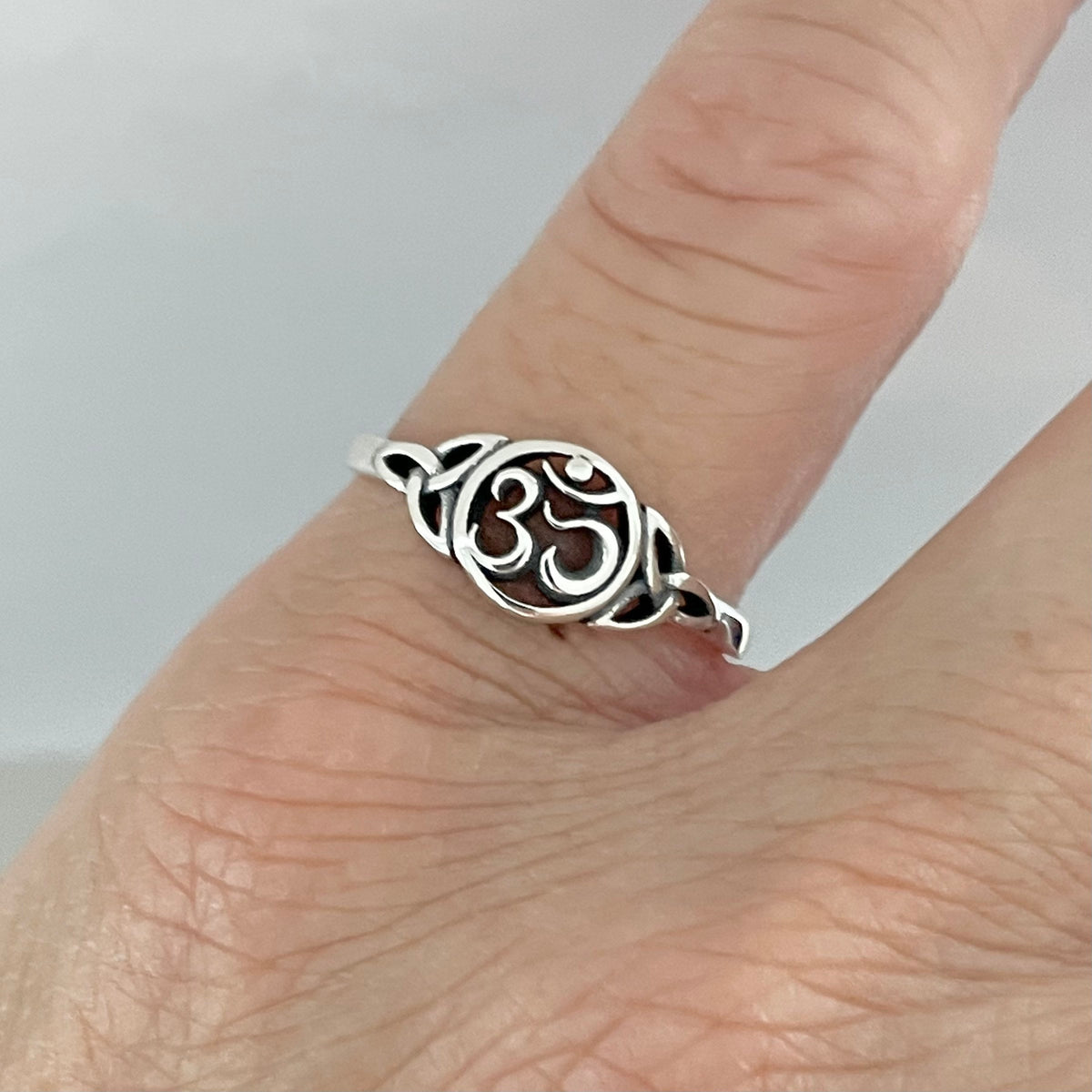 Sterling Silver Om Celtic Ring: Yoga Jewelry