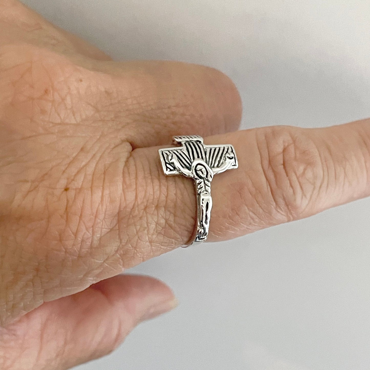 Sterling Silver Crucifix Ring, Silver Cross Ring, Promise Cross Ring, Silver Crucifix Ring, Love Cross Ring, Statement Ring, Boho Ring.