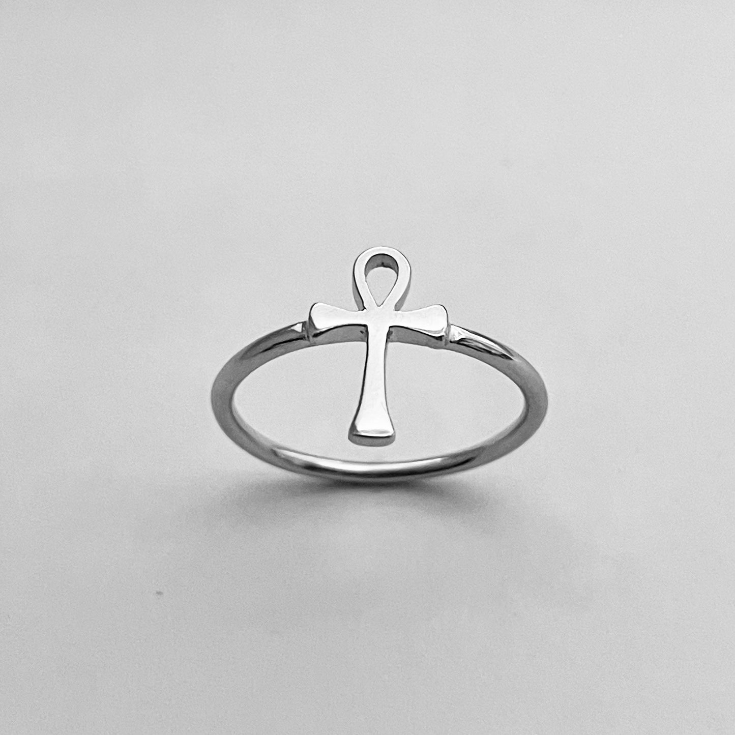 Sterling Silver Egyptian Ankh Dainty Ring, Silver Cross Ring, Silver Love Ring, Religious Ring, Silver Ring, Statement Ring.