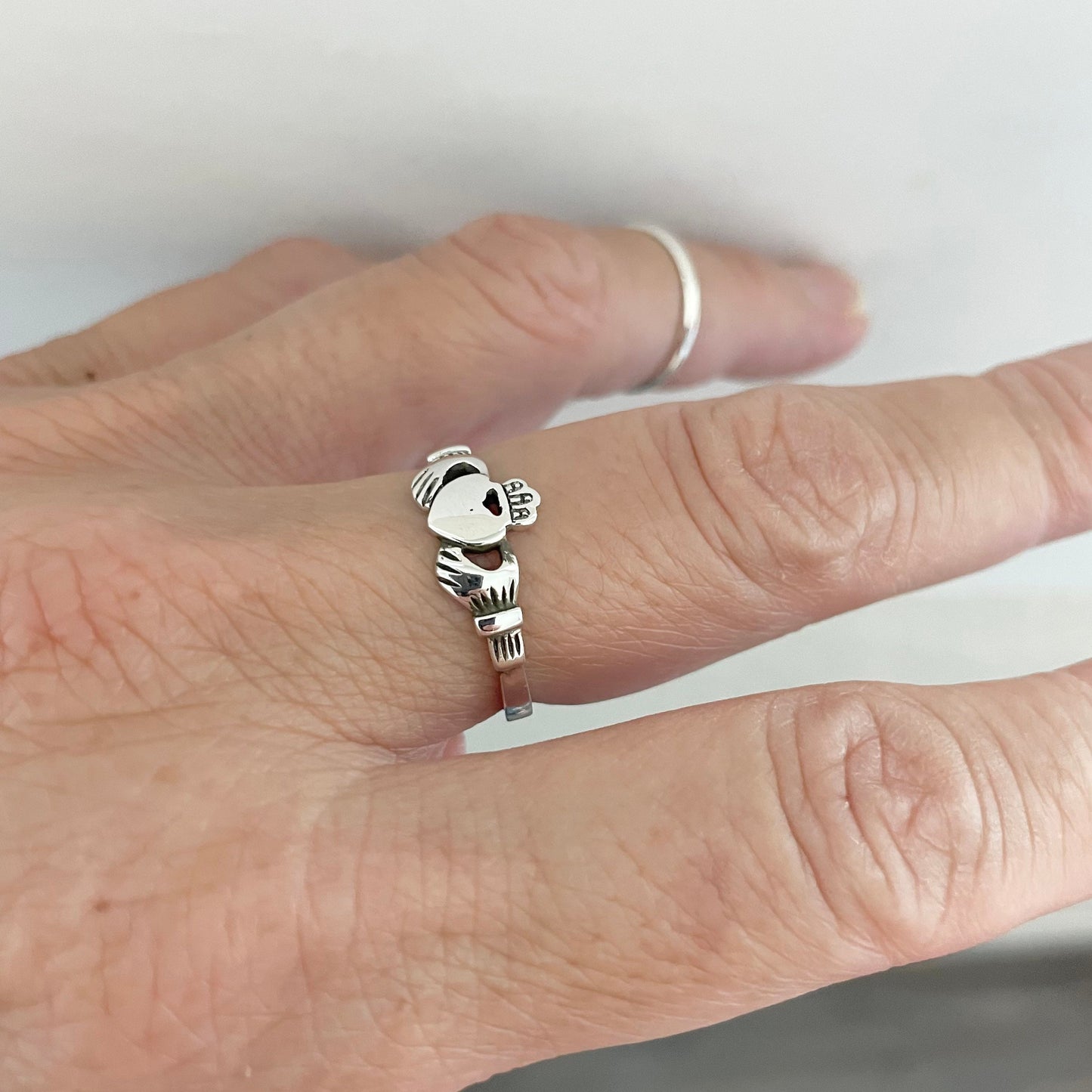 Dainty Sterling Silver Claddagh Ring: Irish Love, Loyalty, Friendship