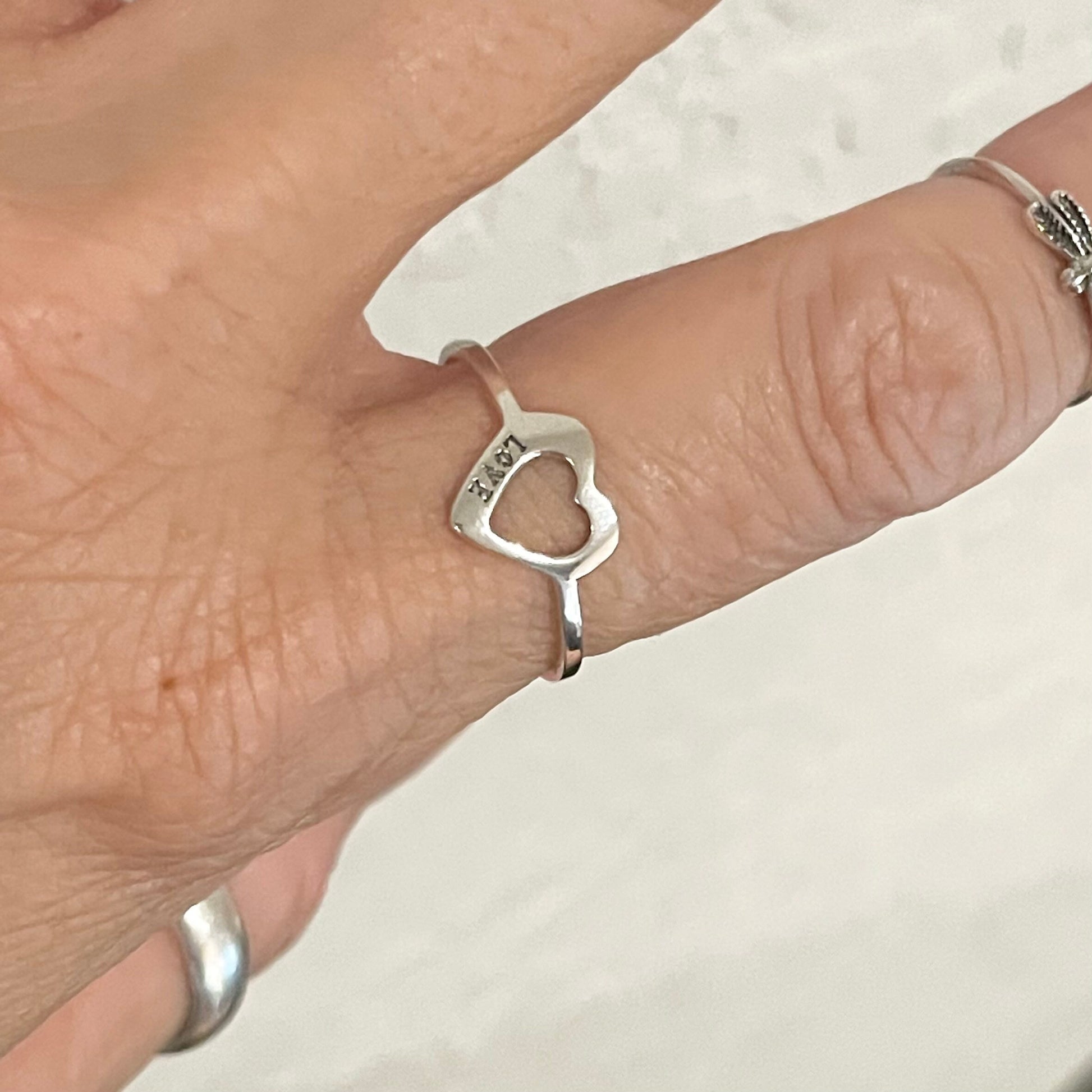 Sterling Silver Dainty Love Heart Ring, Silver Ring, Promise Ring, Love Promise Ring, Silver Heart Ring, Dainty Heart Ring, I Love U Ring