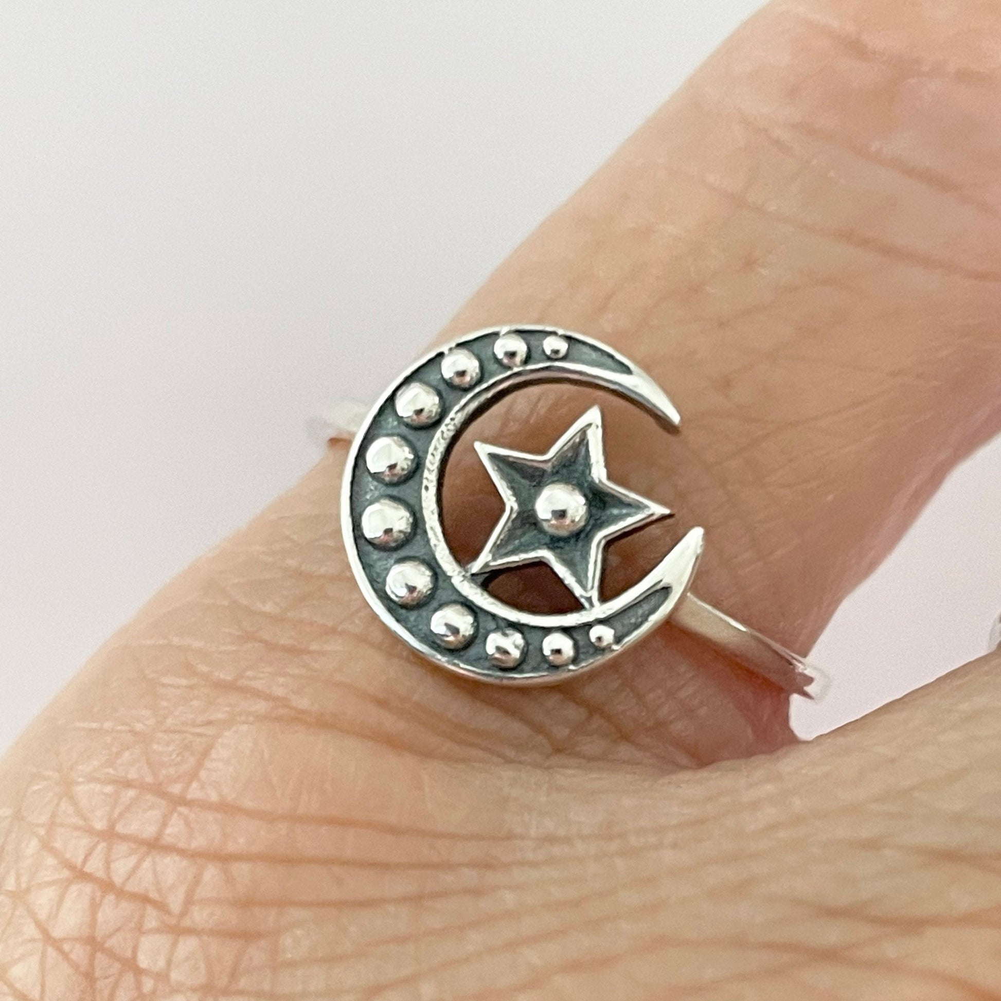 Sterling Silver Star & Moon Ring, Silver Love ring, Star Silver Ring, Moon Silver Ring, Dainty Ring, Boho Ring, Silver Ring, Promise Ring