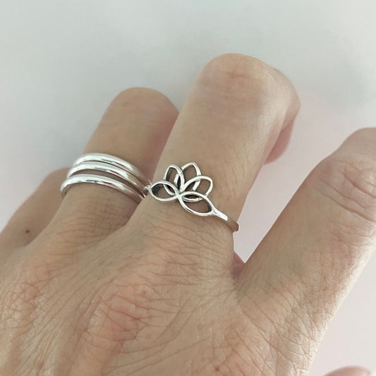 Sterling silver Dainty Lotus Flower Ring, Silver Ring, Boho Ring, Purity Ring, Yoga Ring, Beauty and Spiritual Awakening Ring