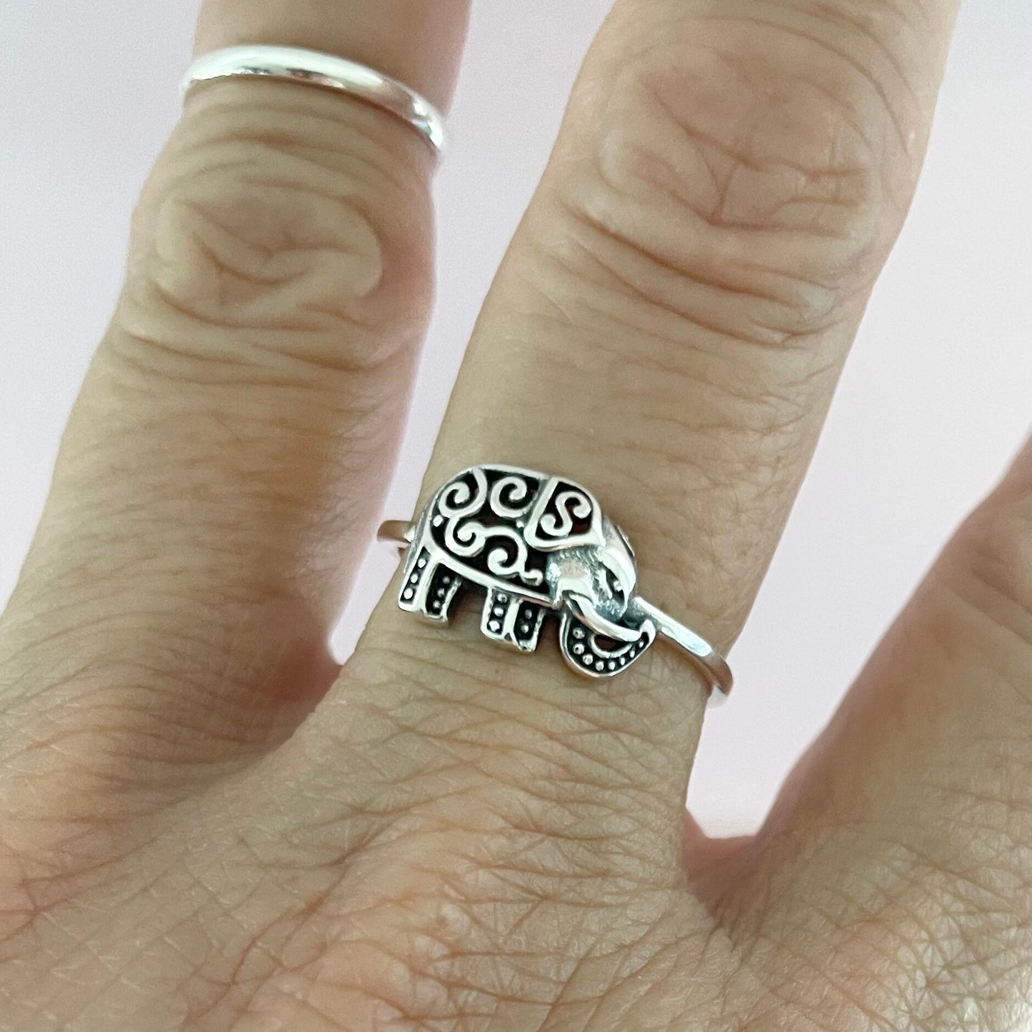 Sterling Silver Filigree Elephant Ring, Silver Ring, Religious Ring, Promise Elephant Ring, Silver Filigree Ring,