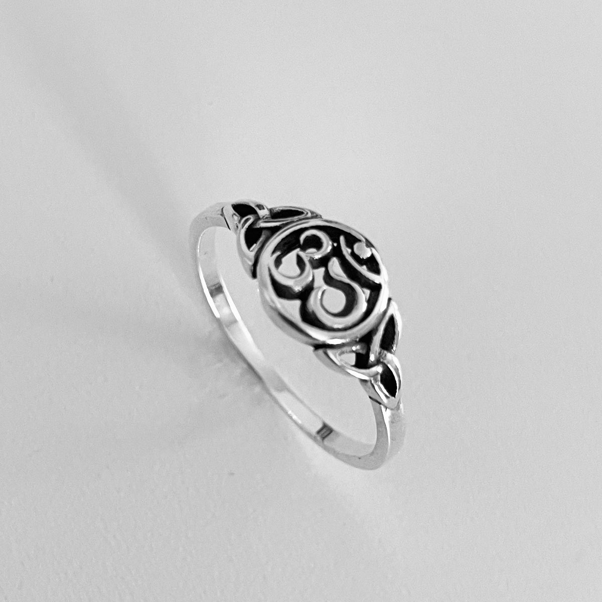 Sterling Silver Om Celtic Ring: Yoga Jewelry