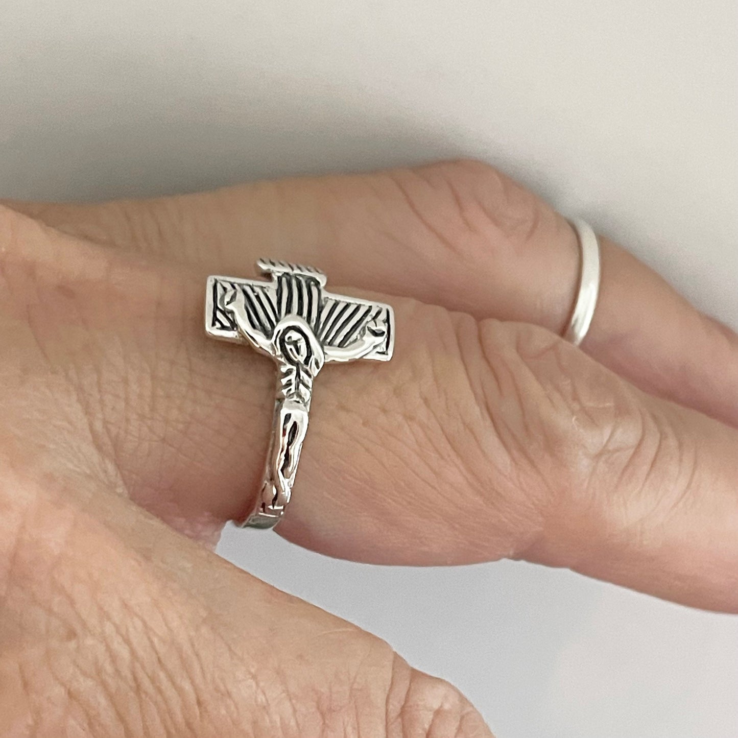 Sterling Silver Crucifix Ring, Silver Cross Ring, Promise Cross Ring, Silver Crucifix Ring, Love Cross Ring, Statement Ring, Boho Ring.