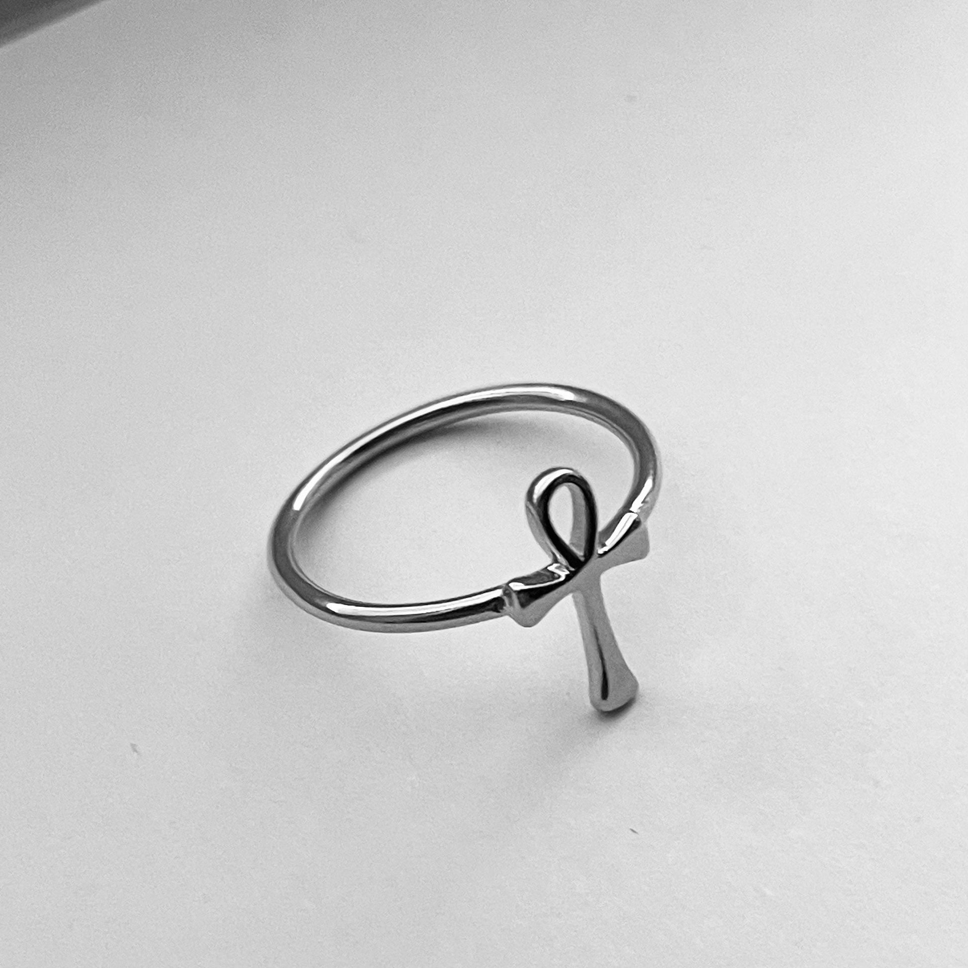 Sterling Silver Egyptian Ankh Ring: Dainty Cross, Unisex Symbol