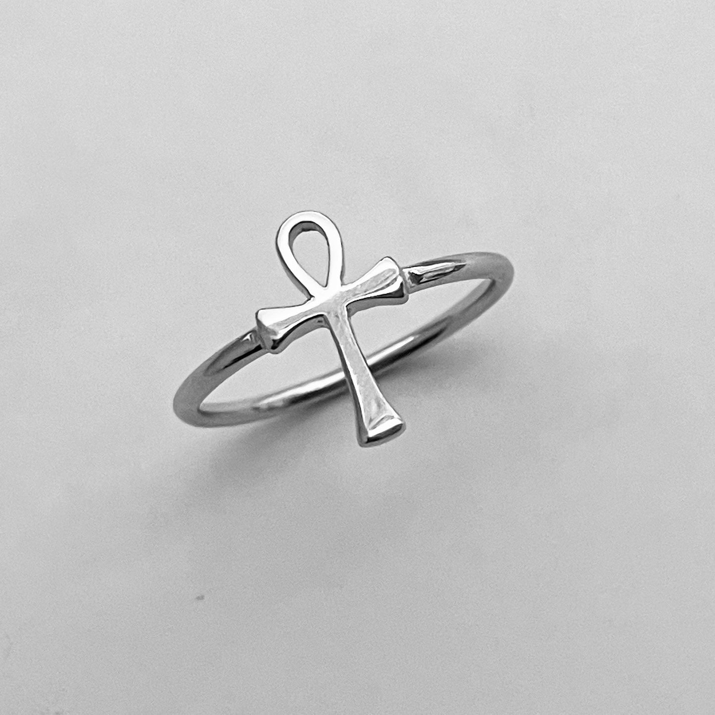 Sterling Silver Egyptian Ankh Dainty Ring, Silver Cross Ring, Silver Love Ring, Religious Ring, Silver Ring, Statement Ring.