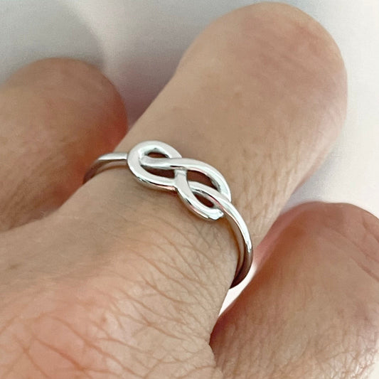 Infinity Knot Sterling Silver Dainty Ring - Friendship Ring - Love Ring - Promise Ring - Stackable Ring - Boho Ring