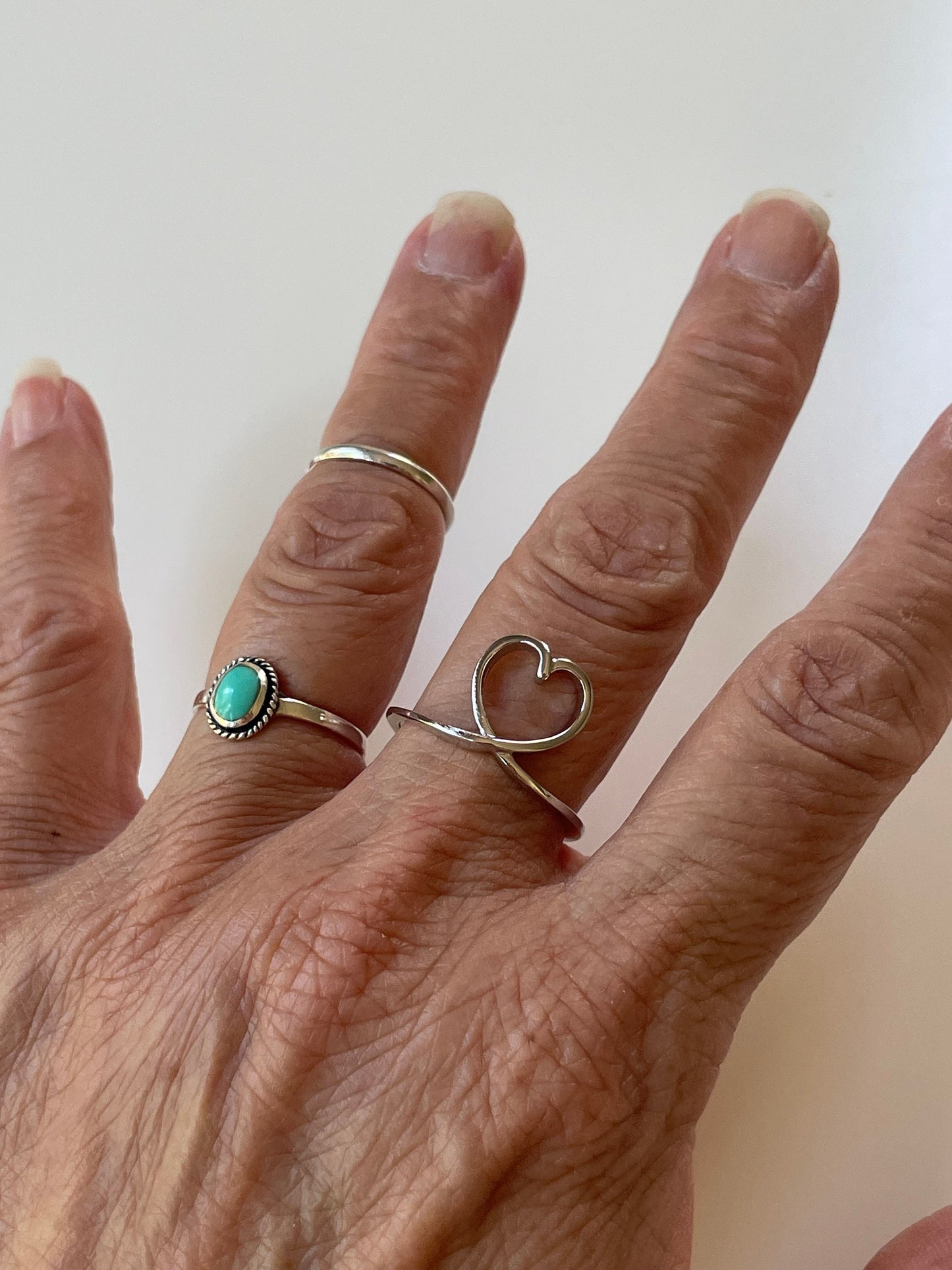 Sterling Silver Heart Loop Ring: Rhodium Plated Promise Ring