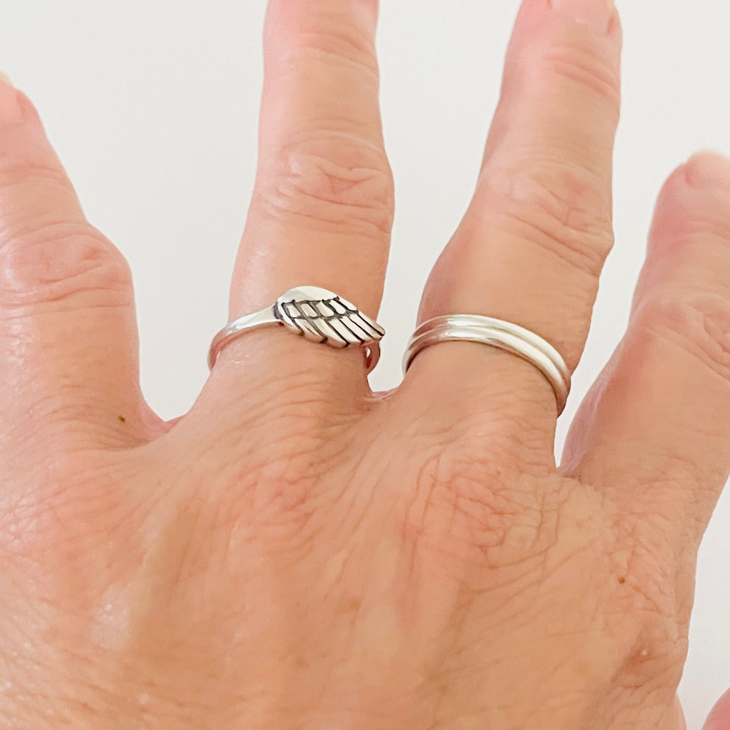 Sterling Silver Angel Wing Ring: Religious Feather Jewelry