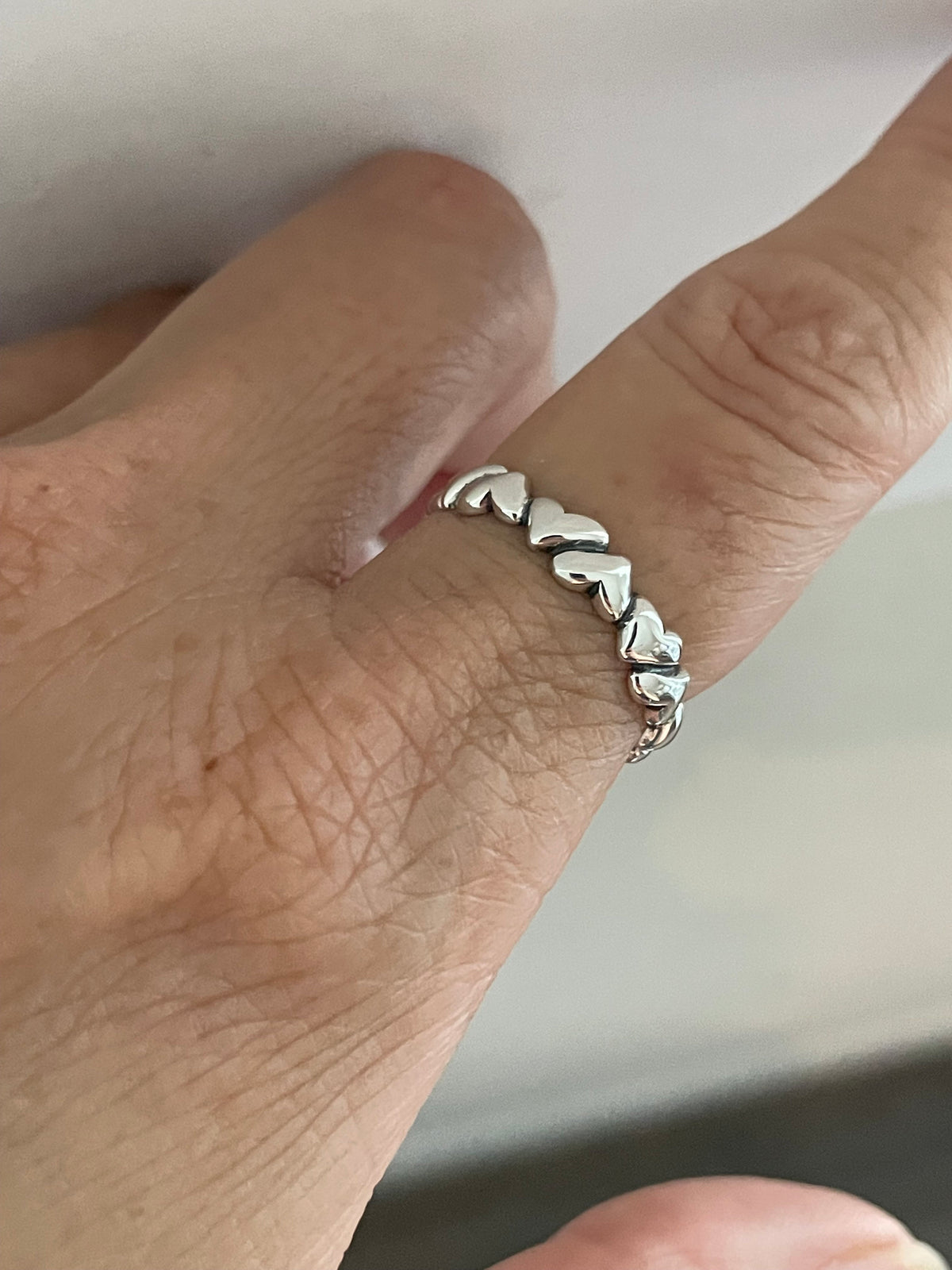 Sterling Silver Hearts Band Ring: Oxidized Love Ring