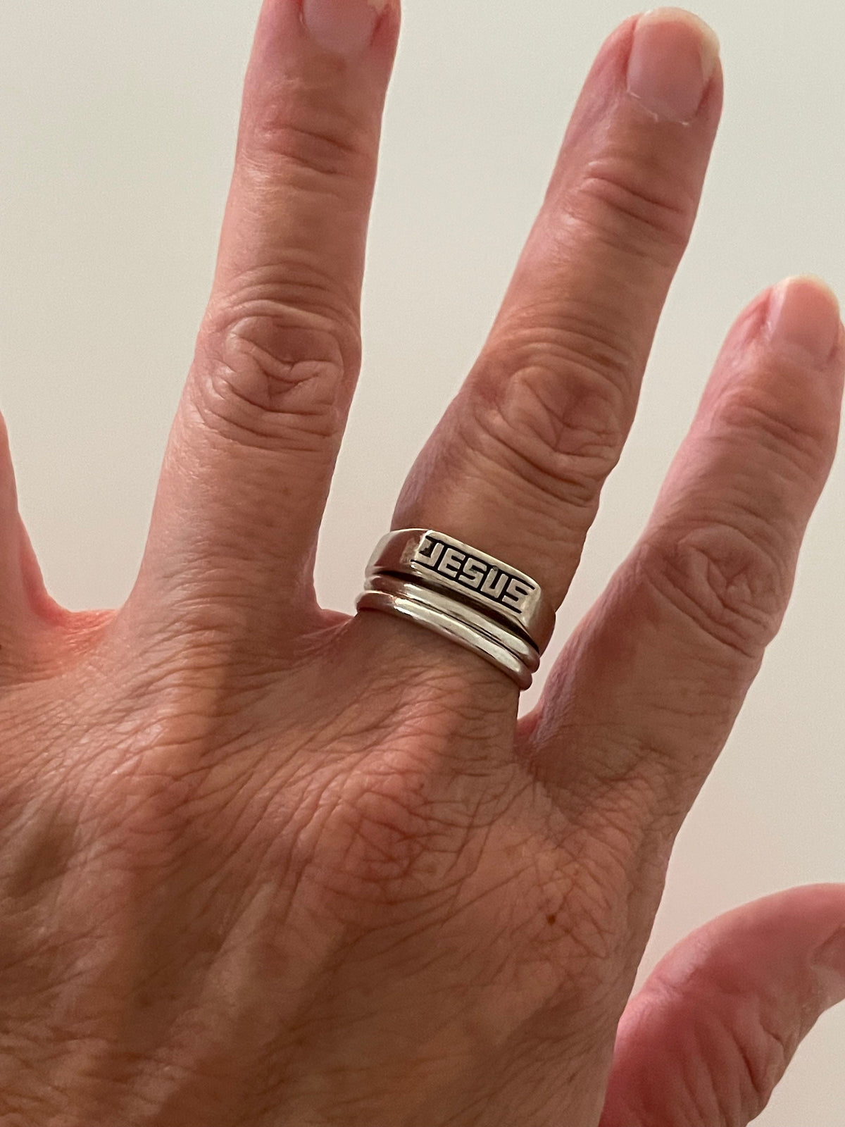 Sterling Silver Jesus Ring: Unisex Religious Statement Band