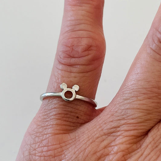 Sterling silver Mickey Mouse inspired ring, mouse ring, silver Mickey ring, dainty ring, dainty Mickey ring