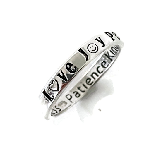 Sterling Silver Peace Love Joy Ring: Midi/Thumb/Toe Ring