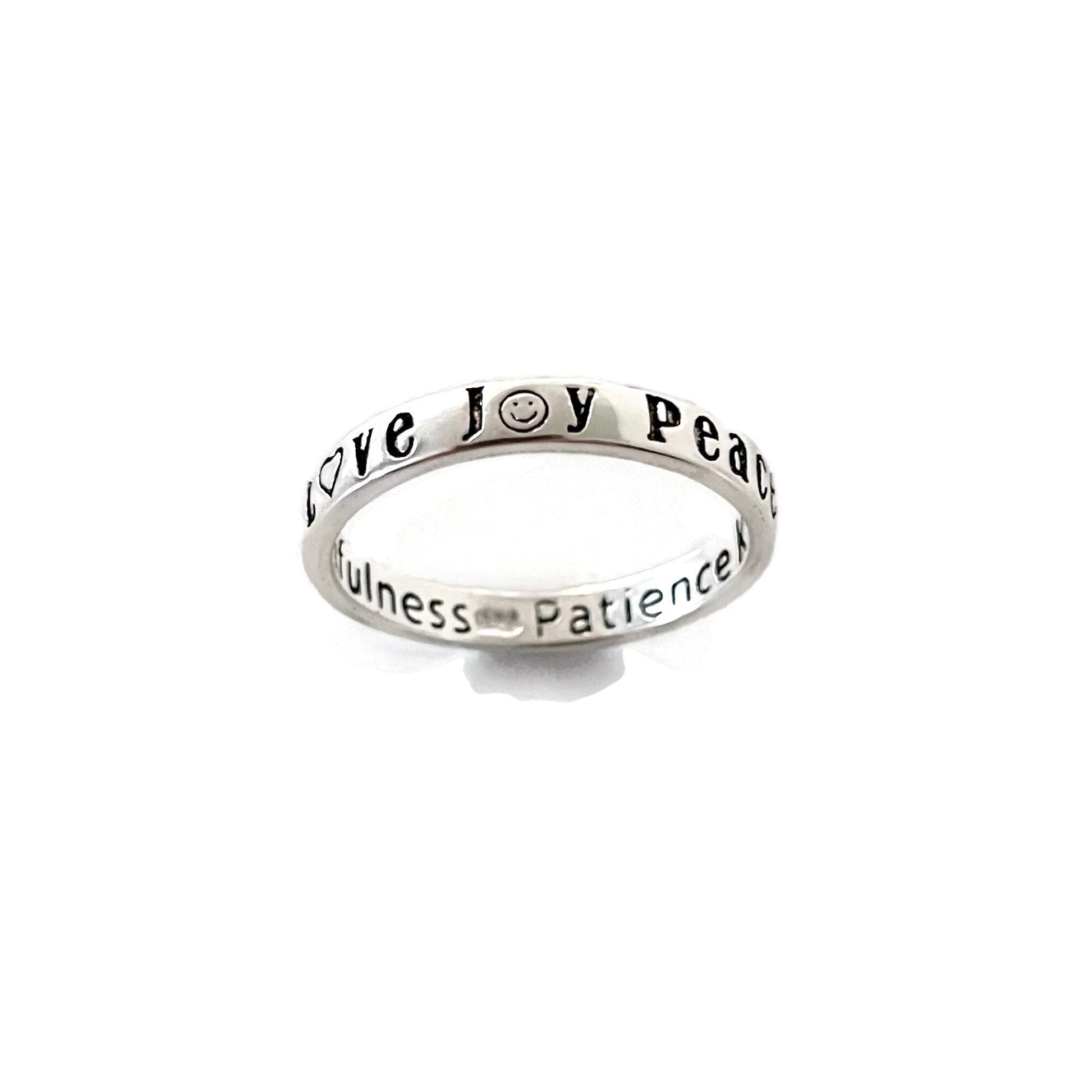 Sterling Silver Peace Love Joy Ring and Inside Band Faithfulness Patience Kindness Goodness, Love Ring, Silver Ring, Heart Ring, Boho Ring